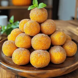 - 1 cup canned pumpkin puree - 1 ½ cups all-purpose flour - ¾ cup packed brown sugar - 1 teaspoon baking powder - ½ teaspoon baking soda - 1 teaspoon ground cinnamon - ½ teaspoon ground nutmeg - ¼ teaspoon ground ginger - ¼ teaspoon salt - ½ cup milk - 1 large egg - 2 tablespoons unsalted butter, melted - 1 teaspoon pure vanilla extract - Cinnamon Sugar Coating: ¼ cup granulated sugar mixed with 1 tablespoon ground cinnamon To make these air fryer pumpkin donut holes, gather all these ingredients first. Using canned pumpkin puree gives you a smooth texture and rich flavor. All-purpose flour forms the base of the donut holes. Brown sugar adds a deep sweetness, which pairs well with spices like cinnamon and nutmeg. Baking powder and baking soda help them rise, creating a light and fluffy texture. Milk, egg, melted butter, and vanilla extract bring moisture and flavor. The cinnamon sugar coating is a must for that sweet, crunchy finish. Make sure to measure each ingredient carefully. This will help you achieve the best results. If you are missing any spices, you can often find them in your pantry. Each ingredient plays a key role in creating these tasty treats. Once you have everything ready, you can start mixing and cooking! To start, grab a large mixing bowl. Add 1 cup of canned pumpkin puree, ½ cup of milk, 1 large egg, 2 tablespoons of melted unsalted butter, and 1 teaspoon of pure vanilla extract. Use a whisk to mix these ingredients until they are smooth. This step is key. It helps blend the flavors well. Now, take a separate bowl. Combine 1 ½ cups of all-purpose flour, ¾ cup of packed brown sugar, 1 teaspoon of baking powder, ½ teaspoon of baking soda, 1 teaspoon of ground cinnamon, ½ teaspoon of ground nutmeg, ¼ teaspoon of ground ginger, and ¼ teaspoon of salt. Make sure to whisk these dry ingredients until they are well mixed. This ensures even flavor in every bite. Next, you will fold the dry mixture into the wet mixture. Do this gradually. Stir gently until just combined. It’s important not to overmix. A few lumps are okay. Overmixing can make the donut holes tough. Preheat your air fryer to 350°F (175°C). While it heats, set the batter aside for about 10 minutes. This resting time helps improve the texture. Lightly spray the air fryer basket with non-stick cooking spray to prevent sticking. Use a small cookie scoop or tablespoon to drop rounded balls of batter into the basket. Make sure to leave space between each to allow for rising. Air fry the donut holes for 8-10 minutes. They should turn golden brown and rise nicely. To check if they’re done, insert a toothpick into the center. It should come out clean. Once cooked, toss the donut holes in the cinnamon sugar mixture while they are still warm. This adds a sweet touch. Enjoy the delightful flavors! Resting the batter is key for great donut holes. Let it sit for 10 minutes. This helps the flavors meld and improves the texture. Don't overmix the batter—just fold the dry into the wet. A few lumps are okay. This keeps your donut holes light and fluffy. Always use non-stick spray on the basket. This prevents sticking and helps with easy removal. If your air fryer is small, cook the donut holes in batches. Give each donut space to rise. This ensures an even cook and perfect shape. Spices are your friends in these donut holes. Try adding a pinch of allspice or cloves for depth. You can also add extracts like maple or almond to boost flavor. Just a little can make a big difference. Experiment and find your perfect mix! {{image_4}} If you want to make these tasty donut holes gluten-free, you can swap out the all-purpose flour. Try using a blend of almond flour and coconut flour. This mix keeps the donut holes light and fluffy. Use about 1 ½ cups of this blend. You may need to add a bit more milk if the batter seems too thick. There are many ways to add fun flavors to your donut holes. You can mix in chocolate chips or chopped nuts for a nice crunch. About ½ cup of either works great. You can also play with spices. Swap out cinnamon for pumpkin pie spice or add a dash of cloves. This can give your donut holes a new twist that excites your taste buds. These donut holes are perfect on their own, but you can make them even better. Pair them with dips like chocolate sauce or a sweet cream cheese frosting. You can also serve them with a warm apple cider. This makes for a cozy treat, perfect for fall gatherings or any sweet craving. To keep your donut holes fresh, store them in an airtight container. This helps to maintain their soft texture. You can keep them at room temperature for up to 2 days. If you want them to last longer, refrigerate them for about a week. Just make sure to let them cool down before sealing them up. Freezing is a great option if you want to save some donut holes for later. First, let the donut holes cool completely. Then, arrange them in a single layer on a baking sheet. This prevents them from sticking together. Freeze them for about 1-2 hours until solid. After that, transfer them to a freezer bag. Remove as much air as possible to avoid freezer burn. They will stay good in the freezer for up to 3 months. When you are ready to eat them, take out the desired amount. Let them thaw in the fridge overnight or at room temperature for a few hours. To reheat, pop them in the air fryer for a few minutes at 350°F. This will make them warm and tasty again. Enjoy! Yes, you can use fresh pumpkin. Just cook and puree it first. Fresh pumpkin gives a great flavor. Make sure to drain any excess moisture. This ensures the right texture for your donut holes. You can use applesauce as a substitute for the egg. Use 1/4 cup of unsweetened applesauce. This keeps the donut holes moist. Another option is using a flax egg. Mix 1 tablespoon of ground flaxseed with 2.5 tablespoons of water. Let it sit for five minutes before using. To prevent sticking, spray the air fryer basket with non-stick spray. You can also use parchment paper. Cut it to fit the bottom of the basket. Make sure to leave space for airflow. This helps the donut holes cook evenly. To reheat, place the donut holes in the air fryer. Set it to 300°F (150°C) for about 3-5 minutes. This keeps them warm and soft. You can also use a microwave. Heat for 10-15 seconds for a quick warm-up. Yes, you can make the batter ahead of time. Store it in the fridge for up to 24 hours. Just remember to mix it gently before using. This keeps the donut holes fluffy and light. You now know how to make delicious air fryer donut holes using simple ingredients. We covered everything from mixing wet and dry ingredients to air frying them to perfection. Remember, rest the batter and avoid overmixing for the best texture. You can try variations like gluten-free options or adding chocolate chips. Store any leftovers properly to keep them fresh. Enjoy making these tasty treats for yourself and your friends!