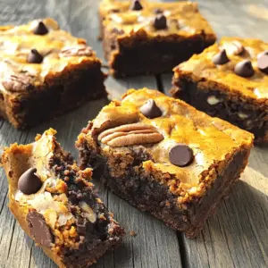 To make delicious Chocolate Chip Pumpkin Blondies, gather these key ingredients: - 1 cup pumpkin puree (canned or freshly roasted) - 1/2 cup unsalted butter, melted and slightly cooled - 1 cup packed brown sugar - 1/2 cup granulated sugar - 2 large eggs, at room temperature - 1 teaspoon pure vanilla extract - 1 1/2 cups all-purpose flour - 1 teaspoon baking powder - 1/2 teaspoon baking soda - 1 teaspoon pumpkin pie spice - 1/2 teaspoon sea salt - 1 cup semi-sweet or dark chocolate chips - 1/2 cup chopped pecans (optional, for added crunch) If you don't have an ingredient, don't worry! Here are some easy swaps: - Use coconut oil instead of butter for a dairy-free option. - Substitute brown sugar with coconut sugar for a different flavor. - You can replace all-purpose flour with a gluten-free blend if needed. - For a vegan version, try flax eggs instead of regular eggs. Want to make your blondies even better? Consider adding these: - A handful of walnuts for extra crunch and flavor. - Dried cranberries for a sweet and tart twist. - A sprinkle of sea salt on top before baking for a sweet-salty balance. - A dash of cinnamon for extra warmth in flavor. These ingredients and ideas will help you create your best Chocolate Chip Pumpkin Blondies yet! Enjoy mixing and matching! First, gather all your ingredients. You will need: - 1 cup pumpkin puree - 1/2 cup unsalted butter, melted - 1 cup packed brown sugar - 1/2 cup granulated sugar - 2 large eggs - 1 teaspoon vanilla extract - 1 1/2 cups all-purpose flour - 1 teaspoon baking powder - 1/2 teaspoon baking soda - 1 teaspoon pumpkin pie spice - 1/2 teaspoon sea salt - 1 cup chocolate chips - 1/2 cup chopped pecans (optional) Preheat your oven to 350°F (175°C). Line a 9x13 inch baking pan with parchment paper. Let the paper hang over the sides. This helps lift the blondies out later. In a big bowl, mix the melted butter with the pumpkin puree, brown sugar, and granulated sugar. Whisk until smooth. Add the eggs, one by one, and then mix in the vanilla extract. Your batter should be thick and creamy. In another bowl, sift together the flour, baking powder, baking soda, pumpkin pie spice, and sea salt. Slowly add this dry mix into the wet ingredients. Stir gently with a spatula. It is okay if there are a few lumps. Finally, fold in the chocolate chips and pecans evenly. Pour the thick batter into the lined baking pan. Spread it out with a spatula. Bake for 25-30 minutes. Check if it’s done by inserting a toothpick into the center. It should come out with a few moist crumbs. Once baked, cool the blondies in the pan for about 10 minutes. Use the parchment paper to lift them out and place them on a wire rack to cool completely. Once cool, cut into squares. Enjoy these sweet treats! To make your blondies chewy, keep a few tips in mind. Use melted butter, as it helps create a moist center. Also, don’t overmix the batter. A few lumps are fine because they keep your blondies tender. Bake until the edges are set but the center is soft. This balance gives you that perfect blondie texture. Some common mistakes can ruin your blondies. First, don’t skip the parchment paper. It makes removing the blondies easy. Second, measure your flour correctly. Too much flour can make your treats dry. Lastly, avoid opening the oven too soon. This lets heat escape and can cause uneven baking. For the best flavor, use fresh pumpkin puree if you can. It adds a rich taste. Adding pumpkin pie spice enhances the autumn vibe. If you like nuts, fold in pecans for a nice crunch. And don’t forget to use quality chocolate chips. They melt beautifully and add a lovely sweetness. {{image_4}} You can make these blondies gluten-free. Simply swap all-purpose flour with gluten-free flour. Look for a blend that works well in baking. This change keeps the texture nice and chewy. Most people won’t even notice the difference! To make them vegan, replace the eggs with flax eggs. Mix one tablespoon of flaxseed meal with two and a half tablespoons of water. Let it sit for a few minutes until it thickens. Use coconut oil instead of butter for a rich flavor. These swaps keep the blondies moist and tasty. You can play with flavors in your blondies. Try adding chopped nuts like walnuts or pecans for crunch. A sprinkle of cinnamon or nutmeg can give a warm spice kick. You can even mix in dried cranberries or coconut flakes. These options make each bite unique and exciting! After making these pumpkin blondies, you may have some left. To keep them fresh, place the blondies in an airtight container. Store them at room temperature for up to three days. If you want them to last longer, you can refrigerate them. Just remember to let them cool completely before sealing them up. If you want to enjoy these blondies later, freezing is a great option. Cut the blondies into squares first. Wrap each square tightly in plastic wrap and place them in a freezer-safe bag. They can freeze well for up to three months. When you crave a treat, just thaw them in the fridge overnight. To enjoy warm blondies, you can reheat them. Place a square in the microwave for about 10-15 seconds. This will make them soft and gooey again. If you like a crisp edge, pop them in a toaster oven for a few minutes. Enjoy your delicious treat just like fresh! Yes, you can use fresh pumpkin. Just roast it first. Cut the pumpkin in half and remove the seeds. Bake it cut side down at 350°F for about 45 minutes. Once soft, scoop out the flesh and mash it. One cup of fresh pumpkin works well in this recipe. To make healthier blondies, try these tips: - Use whole wheat flour instead of all-purpose flour. - Replace half the butter with unsweetened applesauce. - Cut down on sugar by using less or substituting with a natural sweetener. - Add flaxseed meal or chia seeds for extra fiber. To check if the blondies are done, insert a toothpick in the center. It should come out mostly clean, with a few moist crumbs. If it comes out wet with batter, give them a few more minutes. Keep an eye on them to avoid overbaking. We covered how to make delicious chocolate chip pumpkin blondies. You learned about key ingredients, substitutions, and optional add-ins. I shared step-by-step instructions for perfecting your recipe. We explored tips for texture and flavor and talked about fun variations, like gluten-free and vegan options. Lastly, I included storage tips to keep your blondies fresh. Now you can bake with confidence and enjoy this tasty treat!