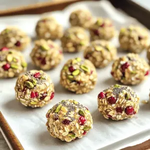 - 1 cup rolled oats - 1/2 cup almond butter - 1/2 cup honey or maple syrup - 1/2 cup dried cranberries, finely chopped - 1/2 cup shelled pistachios, coarsely chopped - 1/4 cup chia seeds - 1 teaspoon pure vanilla extract - A pinch of salt Each ingredient in these energy bites brings its own health perks. - Rolled oats: They provide whole grains and fiber. This helps keep you full longer. - Almond butter: It adds healthy fats and protein. This boosts energy and supports muscle health. - Honey or maple syrup: These natural sweeteners give a quick energy boost. They also have antioxidants. - Dried cranberries: They contain vitamins and antioxidants. They support urinary health and fight free radicals. - Shelled pistachios: These nuts are rich in protein and fiber. They help lower cholesterol and improve heart health. - Chia seeds: They are high in omega-3 fatty acids and fiber. They promote digestive health and keep you satisfied. - Pure vanilla extract: This adds flavor and has antioxidant properties. It can also reduce inflammation. - Salt: A pinch enhances flavor and balances sweetness. If you have allergies or dietary needs, there are easy swaps you can make. - Nut allergies: Use sunflower seed butter instead of almond butter. - Vegan option: Replace honey with agave syrup for a plant-based sweetener. - Gluten-free: Ensure the oats are certified gluten-free to avoid cross-contamination. - Different nuts: You can swap pistachios with walnuts or cashews based on your taste. - Sweeteners: Maple syrup can be replaced with brown rice syrup or coconut sugar. These substitutions keep the bites tasty while meeting your needs. To start, grab a large mixing bowl. Add 1 cup of rolled oats, 1/2 cup of almond butter, and 1/2 cup of honey or maple syrup. I love using maple syrup for a deeper flavor. Next, pour in 1 teaspoon of pure vanilla extract. Use a spatula or wooden spoon to mix everything well. You want it to be smooth and sticky. Now it's time to add the fun stuff! Toss in 1/2 cup of finely chopped dried cranberries and 1/2 cup of coarsely chopped pistachios. Then, add 1/4 cup of chia seeds and a pinch of salt. Mix this all together until every ingredient is combined evenly. The colors and textures should be beautiful! With clean hands, scoop out small portions of the mixture. Roll them into balls about 1 inch wide. Make sure they are compact so they hold their shape. Place these bites on a baking sheet lined with parchment paper. Leave some space between each bite. Chill the sheet in the fridge for at least 30 minutes. This helps them set. Once firm, transfer the bites to an airtight container. Enjoy them as a quick snack throughout the week! When mixing your ingredients, start with a large bowl. The bowl should be big enough to hold everything without spilling. Use a spatula to combine the rolled oats, almond butter, and honey. Stir until it looks smooth and sticky. This step is key for a good texture. If you find it hard to mix, a little warm almond butter helps. To roll perfect bites, keep your hands clean and slightly damp. Scoop a small amount of the mixture with your fingers. Aim for about one inch in size. Roll the mixture tightly between your palms to form a compact ball. This helps them hold their shape better. If they crumble, just press them tighter. For a fun way to serve these bites, use an elegant bowl. You can sprinkle extra chopped pistachios on top. This adds a nice crunch and looks beautiful. Line the bowl with fresh mint leaves for a pop of color. These bites also pair well with yogurt or fresh fruit. Enjoy them as a quick snack or a healthy treat after workouts! {{image_4}} You can switch out pistachios for other nuts. Almonds, walnuts, or cashews work great. Each nut brings its own flavor. You can also use seeds like pumpkin or sunflower seeds. They add crunch and nutrition. Just remember to chop them coarsely, so they mix well. Try different dried fruits for variety. Instead of cranberries, use raisins or apricots. Dried cherries add a nice tartness, while figs give a sweet touch. Each fruit changes the taste and texture. Choose based on what you love or have on hand. Add flavors to make these bites more exciting. A sprinkle of cinnamon or cocoa powder can boost taste. You could also add a splash of almond or coconut extract for a twist. For a sweet touch, fold in mini chocolate chips or a hint of sea salt. These small changes can elevate your energy bites. To keep your energy bites fresh, use an airtight container. This helps keep moisture out. You can stack the bites carefully if needed. Always place a layer of parchment paper between layers. This way, they won't stick together. Energy bites last about one week in the fridge. If you want them to last longer, you can freeze them. They can stay in the freezer for up to three months. Just make sure to wrap them well in plastic wrap before putting them in a freezer bag. Keep your energy bites in a cool, dry place. Avoid leaving them out in warm areas. If you see any moisture or changes in texture, it's best to throw them away. Always check for signs of spoilage before eating. This way, you can enjoy your delicious energy bites safely! Yes, you can use other nut butters. Almond butter is great, but peanut butter works too. Cashew or sunflower seed butter are also nice options. Each nut butter gives a unique taste. Just make sure to keep the same amount in the recipe. These energy bites keep well in the fridge. Store them in an airtight container. They can last up to one week. If you want them to last longer, you can freeze them. Just thaw them before eating. Yes, these energy bites are gluten-free. The rolled oats are safe if labeled gluten-free. Always check the packaging for gluten-free labels. This way, you can enjoy them without worry. Serve these bites in a pretty bowl. You can sprinkle some extra chopped pistachios on top. This adds a nice crunch and color. For an extra touch, place fresh mint leaves around the bites. It makes the dish look fresh and inviting. You learned about making energy bites today. We covered the important ingredients and their benefits. You can also switch items for allergies. I shared clear steps for mixing and shaping. My tips help you create the best bites each time. Try different nuts or fruits for new tastes. Storing them right keeps them fresh longer. Energy bites are easy and fun to make. Enjoy creating your own healthy snacks!