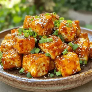 - 1 block (14 oz) firm tofu, well-drained and pressed - 2 tablespoons sweet chili sauce - 2 cloves garlic, finely minced - 1 tablespoon soy sauce - 1 teaspoon sesame oil - 1 tablespoon cornstarch - 1 teaspoon rice vinegar - Pinch of salt and freshly ground black pepper The main ingredient here is firm tofu. It gives a great texture. You want to press it well. This helps remove excess water. This step makes your tofu crispy when cooked. Sweet chili sauce adds sweetness and spice. The garlic brings in a strong flavor. Soy sauce adds a nice salty touch. Sesame oil gives it a warm, nutty flavor. Finally, rice vinegar adds a bit of tang. - Sweet chili sauce - Soy sauce - Sesame oil - Rice vinegar - Salt and pepper These seasonings and sauces are key to flavor. Sweet chili sauce is sweet and spicy. Soy sauce is salty and savory. Sesame oil adds depth. Rice vinegar gives brightness. The salt and pepper are simple but essential. They enhance all the flavors in the dish. - Freshly chopped green onions - Toasted sesame seeds Garnishes make your dish look great. Chopped green onions add freshness and color. Toasted sesame seeds add crunch and a nutty flavor. These small touches make your meal even better. They also add layers of flavor. First, you need to preheat your air fryer. Set it to 400°F (200°C) and let it heat for about 5 minutes. This step helps cook the tofu evenly and gives it a nice crisp. Next, you prepare the tofu. Start with a block of firm tofu, about 14 ounces. Make sure it is well-drained and pressed. Cut the tofu into bite-sized cubes, around 1 inch each. Place the cubes in a large mixing bowl. Now, let’s make the sauce. In a separate bowl, mix together the sweet chili sauce, minced garlic, soy sauce, sesame oil, rice vinegar, and a pinch of salt and pepper. Whisk until the sauce is smooth and well combined. This mixture adds great flavor to the tofu. After the sauce is ready, drizzle it over the tofu cubes in the mixing bowl. Gently fold the tofu in the sauce using a spatula or spoon. Make sure all the tofu pieces are covered well. This step is important for flavor. Then, sprinkle the cornstarch over the marinated tofu. Toss the tofu carefully until every piece is coated with cornstarch. This helps the tofu get crispy when cooking. Now it’s time to air fry! Place the coated tofu cubes in the air fryer basket in a single layer. Leave some space between the pieces for better air flow. Set the air fryer to cook at 400°F (200°C) for 15-20 minutes. Halfway through, shake the basket gently. This helps the tofu brown evenly. When the tofu turns golden brown and crispy, use tongs to take it out. Serve the tofu hot, garnished with chopped green onions and toasted sesame seeds. Enjoy your tasty dish! To get crispy tofu, start with firm tofu. Firm tofu holds its shape well. Press the tofu to remove excess water. This helps the tofu absorb the sauce better. Coat the tofu cubes in cornstarch. The cornstarch creates a crunchy outer layer. Make sure to arrange the tofu in a single layer in the air fryer. This allows hot air to reach all sides. Flip the cubes halfway through cooking for even crispiness. Pressing tofu is key for great texture. First, drain the tofu and wrap it in a clean towel. Place a heavy object, like a cast-iron skillet, on top. Let it sit for 15 to 30 minutes. This removes unwanted moisture. The firmer the tofu, the better it will fry. After pressing, cut it into 1-inch cubes. This size cooks evenly and absorbs flavor well. Feel free to change the flavors. If you want more spice, add some red pepper flakes to the sauce. For a tangy taste, increase the rice vinegar. You can also swap the soy sauce for tamari for gluten-free cooking. Taste the sauce before coating the tofu. Adjust the sweetness or saltiness to your liking. Remember, seasonings are personal; make it your own! {{image_4}} You can switch up the sweet chili sauce for a new flavor. Try using teriyaki sauce for a savory twist. Peanut sauce adds a creamy, nutty taste. If you like heat, go for a sriracha mix. Just blend it with soy sauce to balance the spice. Each sauce brings a unique flair to your tofu. Want to jazz up your dish? Add bell peppers or snap peas for crunch. Broccoli florets work well, too. Toss in some diced onions or mushrooms for a savory boost. You can also sprinkle in some crushed red pepper for extra heat. These add-ins make your meal colorful and fun. Serve your tofu over a bed of rice for a filling dish. Quinoa is a great choice if you want something different. You can also pair it with a crisp salad for a light meal. Drizzle extra sauce on top for more flavor. Add a side of steamed veggies for a well-rounded plate. Enjoy your vibrant, tasty meal! After cooking your Air Fryer Sweet Chili Garlic Tofu, let it cool. Then, place it in an airtight container. It will stay fresh in the fridge for up to three days. This makes it easy for quick meals later. If you want to keep the tofu longer, freezing is a good option. First, let the tofu cool completely. Then, place it in a freezer-safe bag or container. It can last for up to three months in the freezer. However, freezing may change its texture slightly. To reheat your tofu, use the air fryer for best results. Preheat it to 350°F (175°C). Place the tofu in the basket and heat for about 5-7 minutes until warm and crispy again. You can also use a microwave, but it may not keep the crispiness. No, silken tofu won’t work well here. Silken tofu is too soft and will fall apart. Firm tofu holds its shape better during cooking. This dish needs that nice crispy texture. Stick with firm tofu for the best results. To make this dish gluten-free, swap regular soy sauce for gluten-free soy sauce. You can also use tamari. Both options keep the flavor while avoiding gluten. Check all labels on your ingredients. This ensures everything is safe for gluten-free diets. Sweet chili garlic tofu pairs well with many sides. Here are some ideas: - Steamed rice - Quinoa - Fresh salad - Stir-fried veggies - Noodles These sides add flavor and texture to your meal. They also balance the sweetness of the tofu. To add some heat, mix in chili flakes or sriracha to the sauce. You can also try adding fresh diced chilies. Adjust the amount to fit your taste. A little spice can enhance the dish without overpowering it. Enjoy the kick! You can make tasty Sweet Chili Garlic Tofu with simple steps. We discussed the main ingredients, seasonings, and garnishes that add flavor. Then, I shared easy instructions from preheating to air frying. Tips for crispiness and storing leftovers ensure your tofu stays great. You can also try fun variations, sauces, and serving ideas. Remember, cooking is all about exploring and having fun in the kitchen. Enjoy your tofu journey!