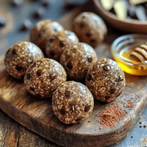 - 1 cup rolled oats - 1/2 cup almond butter (or substitute with peanut butter) - 1/4 cup honey or maple syrup - 1/4 cup unsweetened cocoa powder - 1 tablespoon instant coffee granules - 1/2 teaspoon pure vanilla extract - 1/2 cup mini chocolate chips - A pinch of salt For the best taste, I use rolled oats. You can swap it for quick oats if needed. Almond butter gives a great flavor, but peanut butter works too. Honey adds sweetness, but maple syrup is a perfect vegan choice. Cocoa powder makes the energy balls rich and chocolatey. Instant coffee granules add the mocha kick. If you don't have pure vanilla extract, vanilla powder can work as a substitute. Mini chocolate chips are a treat, but feel free to use dark or white chocolate chips if you prefer. Each energy ball has about 100 calories. They are packed with protein and healthy fats from almond butter. Rolled oats provide fiber, which is great for digestion. The cocoa powder gives antioxidants, while coffee boosts your energy. These energy balls are a wholesome snack, perfect for keeping you fueled throughout the day. Enjoy them before workouts or as a sweet treat! Start by gathering all your ingredients. You will need rolled oats, almond butter, honey, cocoa powder, coffee granules, vanilla extract, mini chocolate chips, and salt. Use a large mixing bowl. This makes it easy to mix everything together. First, pour the rolled oats, cocoa powder, coffee granules, and a pinch of salt into the bowl. Stir these dry ingredients well. This step ensures you blend the flavors. Next, add almond butter and honey (or maple syrup). Then, drizzle in the vanilla extract for a nice touch. Use a spatula or your hands to mix until it forms a thick dough. If the dough is too dry, add a little water or more honey. Finally, fold in the mini chocolate chips. Make sure they are spread throughout the dough. Now, take clean hands and scoop out small portions of the dough. Each piece should be about one inch wide. Roll them into balls and place them on a baking sheet lined with parchment paper. This helps prevent sticking. After rolling all the balls, put the baking sheet in the fridge for at least 30 minutes. Chilling helps them hold their shape. Once chilled, they are ready to eat! Store any leftovers in an airtight container in the fridge for up to a week. Enjoy your energy balls as a quick snack anytime! When making Mocha Chocolate Chip Energy Balls, avoid these common errors: - Incorrect measurements: Use precise amounts for the best flavor and texture. - Skipping chilling: Chilling the balls helps them hold their shape. Don't skip this step! - Overmixing: Mix just enough to combine ingredients. Overmixing can make them tough. To boost the flavor of your energy balls, try these tips: - Add spices: A pinch of cinnamon or nutmeg can add warmth. - Use flavored nut butter: Try hazelnut or cashew butter for a twist. - Experiment with extracts: A splash of almond or coconut extract can surprise your taste buds. These energy balls are versatile and easy to serve: - Snack time: Enjoy them as a quick snack before or after workouts. - Dessert option: Pair them with yogurt or fruit for a fun dessert. - Gift idea: Place them in a jar and give as a thoughtful gift for friends or family. {{image_4}} You can switch up the taste of your mocha chocolate chip energy balls. Try adding a teaspoon of cinnamon for warmth. If you like nuts, consider mixing in chopped walnuts or pecans. You can also use different flavored chocolate chips. Dark chocolate or white chocolate chips can add a fun twist. Not a fan of almond butter? You can use peanut butter instead. It gives a nice, rich flavor. For a vegan option, swap honey for maple syrup. If you need a gluten-free snack, ensure your oats are certified gluten-free. You can also swap regular cocoa powder for dark cocoa powder for a bolder taste. If you need a lower-sugar option, reduce the honey or syrup. You can also use a sugar substitute like stevia. For a protein boost, add a scoop of your favorite protein powder. This will keep you full longer. If you are avoiding caffeine, replace the instant coffee granules with carob powder. These tweaks help you meet your dietary needs while enjoying these tasty bites. To keep your mocha chocolate chip energy balls fresh, store them in an airtight container. This helps maintain their taste and texture. Place the container in the refrigerator. It keeps the energy balls cool and firm. Avoid leaving them out at room temperature for too long. You can freeze these energy balls for long-lasting snacks. First, place the rolled balls on a baking sheet. Make sure they don’t touch each other. Freeze them for about an hour. Once firm, transfer them to a freezer-safe bag or container. Label the bag with the date. They can last in the freezer for up to three months. These energy balls stay fresh for up to one week in the fridge. After a week, they may lose their taste and texture. If you freeze them, they can last much longer. Always check for any changes in smell or texture before eating. Enjoy your delicious energy boost whenever you need it! You can use peanut butter instead of almond butter. It gives a nice flavor. Sunflower seed butter is another great choice. If you want a nut-free option, try tahini. Each option adds a unique taste to your energy balls. These energy balls last up to one week in the fridge. Make sure to store them in an airtight container. If you want to keep them longer, you can freeze them. They can last up to three months in the freezer. Yes, you can use decaf coffee granules. This option is perfect for those who want less caffeine. The flavor will still be rich and tasty. Just remember to use the same amount as regular coffee granules. Yes, these energy balls are healthy! They have oats, which are great for energy. Almond butter adds protein and healthy fats. The cocoa powder gives antioxidants, while honey or maple syrup adds natural sweetness. Enjoy them as a snack or pre-workout boost! In this blog post, we explored the key ingredients and steps to make energy balls. We discussed common mistakes and tips to enhance flavor. You learned about different variations and how to store them properly. Remember, these energy balls are easy to customize based on your taste and needs. With the right ingredients and a bit of care, you can create a tasty snack that's also healthy. Enjoy making and sharing these energy balls with friends and family!