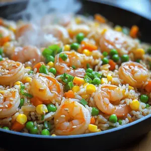 To make Honey Garlic Shrimp Fried Rice, you need: - 1 cup jasmine rice (cooked and cooled) - 1 cup medium shrimp, peeled and deveined - 2 tablespoons honey - 2 tablespoons soy sauce - 1 tablespoon garlic, finely minced - 1 tablespoon ginger, finely minced - 1 cup mixed vegetables (like diced carrots, peas, and corn) - 2 green onions, finely chopped - 2 tablespoons sesame oil - Salt and freshly ground black pepper to taste - Sesame seeds for garnish (optional) If you don’t have jasmine rice, use any short-grain rice. You can swap shrimp for chicken or tofu. Honey can be replaced with maple syrup for a vegan option. Use tamari instead of soy sauce for a gluten-free dish. Any mixed vegetables work, so feel free to use what you have on hand. You will need: - A large skillet or wok for cooking - A mixing bowl for marinating shrimp - A spatula for stirring and serving - A measuring cup and spoons for accuracy - A sharp knife and cutting board for chopping veggies These tools help make the cooking process fast and easy. Enjoy making this dish in just 15 minutes! First, grab a mixing bowl. Add 1 cup of peeled and deveined shrimp, 2 tablespoons of honey, 2 tablespoons of soy sauce, 1 tablespoon of minced garlic, and 1 tablespoon of minced ginger. Mix it well until the shrimp is coated. Let it sit for about 2 minutes. This step helps the shrimp soak up all those tasty flavors. Now, heat a large skillet over medium-high heat. Once it's hot, add 2 tablespoons of sesame oil. Swirl the oil around to coat the skillet. Carefully add the marinated shrimp to the skillet. Stir-fry for 2-3 minutes. You want the shrimp to turn pink and opaque, which means they are done. Remove the shrimp and set them aside on a plate. In the same skillet, toss in 1 cup of mixed vegetables. You can use diced carrots, peas, and corn. Stir-fry for another 2-3 minutes. Cook until the veggies are bright and tender but still a bit crunchy. This adds great texture to your dish. Next, push the sautéed vegetables to one side of the skillet. On the empty side, add 1 cup of cooked and cooled jasmine rice. Use a spatula to break up any clumps. Mix the rice with the vegetables, spreading them evenly. This helps each bite be full of flavor. Return the cooked shrimp to the skillet. If you like, drizzle a bit more soy sauce for added flavor. Stir everything together well. Heat for another 1-2 minutes. This makes sure all the ingredients blend nicely. Finally, taste your dish. Add salt and freshly ground black pepper as needed. Just before serving, stir in 2 finely chopped green onions. This adds a fresh, crunchy touch. If you want, sprinkle some sesame seeds on top for an extra layer of flavor and crunch. Enjoy your meal! To cook shrimp well, start with fresh or properly thawed shrimp. They should be pink and firm. Marinate them briefly to pack in flavor. Use honey, soy sauce, garlic, and ginger for a sweet and savory taste. Cook shrimp over high heat. This keeps them juicy and tender. Stir-fry for just 2-3 minutes until they turn opaque. Don’t overcook; they can get rubbery. Use jasmine rice for its fragrant flavor. Cook the rice and let it cool before using. This helps keep the grains separate. Leftover rice works great too! If you don’t have jasmine rice, any long-grain rice can do. Be sure to break any clumps before adding it to the skillet. This helps it mix better with the veggies and shrimp. You can swap ingredients based on what you have. For shrimp, try chicken or tofu for a different taste. Instead of honey, use maple syrup for a vegan option. Any mixed veggies work well—think bell peppers or broccoli. If you don’t have sesame oil, olive oil is a good alternative. You can also use garlic powder if you lack fresh garlic. Adjust the recipe to fit your pantry! {{image_4}} You can make this dish healthier by swapping some ingredients. Try using brown rice instead of jasmine rice. Brown rice adds fiber and nutrients. You can also use less honey or a sugar substitute. This change helps cut down on sugar while keeping flavor. Adding more vegetables boosts vitamins too. Try using broccoli, bell peppers, or snap peas for color and crunch. For a vegetarian take, replace shrimp with mushrooms. Shiitake or portobello mushrooms work great. They add a nice meaty texture. Use soy sauce and honey to marinate the mushrooms, just like with shrimp. You can keep all the veggies and rice the same. This way, you still get a tasty, filling meal. Experimenting with sauces can change the flavor a lot. Instead of honey, try using maple syrup for a different sweetness. You can also switch soy sauce for tamari. This swap is great for gluten-free diets. For a spicy kick, add sriracha or chili paste. Mixing in lime juice gives a fresh twist too. Try these variations to find your favorite flavor! To keep your Honey Garlic Shrimp Fried Rice fresh, let it cool first. Transfer it to an airtight container. Store it in the fridge for up to three days. Make sure to seal it well to avoid drying out. Label the container with the date for easy tracking. When you're ready to eat leftovers, reheat them in a skillet. Add a splash of water or soy sauce to keep it moist. Heat over medium heat for about 5-7 minutes, stirring often. You can also use a microwave. Place it in a microwave-safe bowl and cover it. Heat for 1-2 minutes, stirring halfway. You can freeze this dish for longer storage. Place cooled fried rice in a freezer-safe container. Make sure to leave some space for expansion. It can last up to three months in the freezer. When you’re ready to eat, thaw it in the fridge overnight before reheating. You can make this dish in just 15 minutes. It takes 5 minutes to prep and 10 minutes to cook. The fast pace makes it perfect for busy days. Just follow the steps closely, and you will have a tasty meal in no time. Yes, you can use frozen shrimp. Just make sure to thaw them first. To thaw, place them in cold water for about 15 minutes. This way, they cook evenly in the pan. Frozen shrimp is a great option for quick meals. I recommend using jasmine rice for this recipe. Jasmine rice has a great texture and flavor. It stays separate and fluffy, which is perfect for fried rice. Cook the rice ahead of time and let it cool to get the best results. To spice things up, add red pepper flakes or sriracha. You can mix them into the shrimp marinade. If you like it hot, feel free to adjust the amount to your taste. Fresh jalapeños also work well as a topping. Yes, you can easily make it vegetarian. Just replace the shrimp with tofu or more vegetables. Use the same marinade for the tofu to keep the flavors. This way, you can still enjoy a delicious meal without meat. This blog post outlined a tasty recipe for Honey Garlic Shrimp Fried Rice. You learned about key ingredients, step-by-step cooking tips, and ingredient swaps. I shared how to store leftovers and suggested variations to fit your needs. Now, you can create a delicious meal with ease. Enjoy the great flavors and the joy of cooking this dish. Try it with your favorite twists and share it with friends!