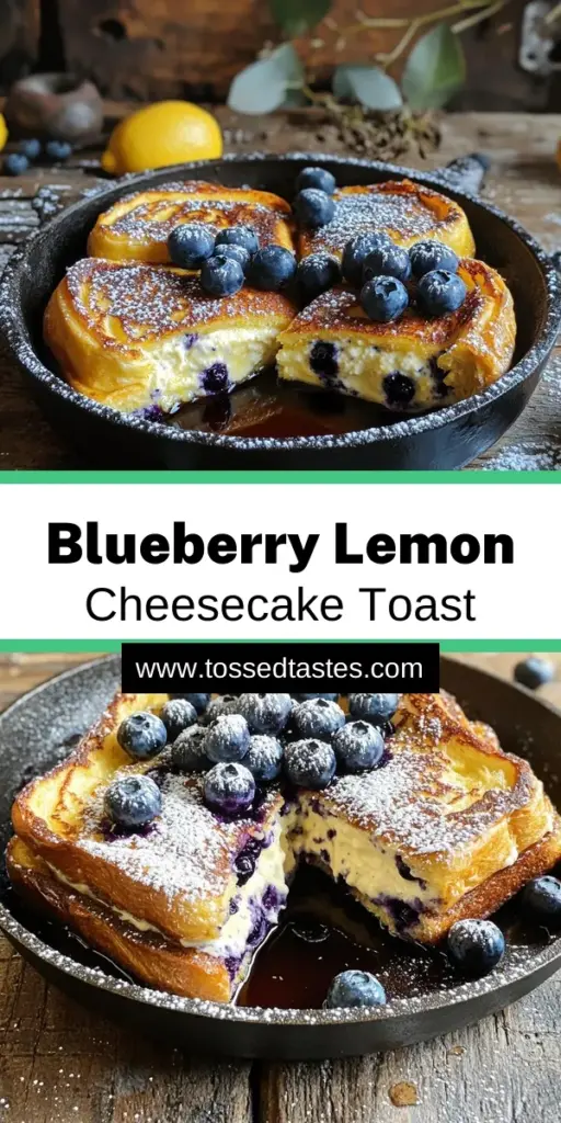 Indulge in a delightful breakfast with Skillet Blueberry Lemon Cheesecake French Toast! This easy recipe features layers of sweet, creamy cheesecake between thick slices of brioche, cooked to perfection and topped with fresh blueberries and a drizzle of maple syrup. Perfect for a cozy morning treat, this twist on classic French toast will wow your taste buds. Click to discover the full recipe and enjoy a delicious start to your day!
