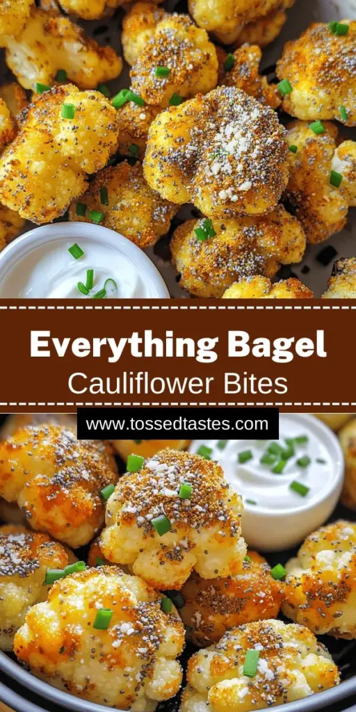 Looking for a delicious and healthy snack? Try these Air Fryer Everything Bagel Cauliflower Bites! Made with fresh cauliflower and seasoned to perfection, these crispy bites are easy to whip up and are perfect for any occasion. The optional cheesy topping and tangy Greek yogurt dip add an irresistible touch. Click through to discover the full recipe and elevate your snacking game with this tasty treat!