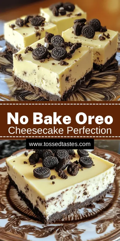 Indulge in the ultimate dessert with these decadent no-bake Oreo cheesecake bars! Made with a rich cream cheese filling, crushed Oreos, and a buttery crust, these treats are incredibly easy to make and perfect for any occasion. With just a few simple ingredients and minimal prep time, you can create a stunning dessert that will impress everyone. Click through to discover the full recipe and make your sweet dreams come true!