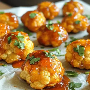 These are the key items you need for the cauliflower wings: - 1 medium head of cauliflower, broken into bite-sized florets - 1 cup all-purpose flour - 1 cup plant-based milk (or any milk of your choice) - 1 cup breadcrumbs (panko recommended for extra crunch) For the perfect coating, gather these ingredients: - 1 tablespoon cornstarch - 1 teaspoon garlic powder - 1 teaspoon onion powder - 1 teaspoon smoked paprika - Salt and pepper to taste This glaze adds a sweet and spicy kick: - 4 tablespoons honey - 4 tablespoons sriracha sauce - 1 tablespoon olive oil These ingredients work together to create a dish that shines. The cauliflower wings become crispy, while the honey-sriracha glaze gives them a delightful flavor. Each bite offers a mix of crunch and spice. First, grab your cauliflower. Break it into bite-sized florets. This makes it easy to handle and eat. Next, we need to make the coating. In a large bowl, mix together the flour, cornstarch, garlic powder, onion powder, smoked paprika, salt, and pepper. Whisk these dry ingredients well. This helps to blend all the flavors. Slowly pour in your plant-based milk while stirring. Keep stirring until you have a smooth batter. Now it's time to coat the cauliflower. Dip each floret into the batter, letting the extra drip back into the bowl. After that, roll the florets in breadcrumbs. Make sure they are fully covered for that perfect crunch. Now, we need to preheat the air fryer to 380°F (190°C). This step is key for making them crispy. Once preheated, arrange the cauliflower wings in the air fryer basket. Place them in a single layer, leaving space between each floret. Overcrowding will make them soggy. Lightly spray the wings with olive oil. This helps them get that golden finish. Air fry the cauliflower wings for 12-15 minutes. Shake the basket halfway through. This ensures even cooking. They should look golden and crispy when done. While the wings cook, let’s make the glaze. In a small bowl, mix the honey and sriracha sauce until well combined. Once the wings are cooked, take them out of the fryer. Toss them gently in the honey-sriracha mixture. Make sure they are fully coated for the best flavor. For the final step, return the glazed wings to the air fryer. Cook them for an additional 3-5 minutes. This lets the glaze caramelize and gives it a sticky texture. Now you have delicious, crispy, honey sriracha cauliflower wings! To make your cauliflower wings extra crispy, use panko breadcrumbs. Panko gives a lovely crunch. Lightly spray the wings with olive oil before cooking. This step helps them brown nicely. Also, shake the basket halfway through cooking. This ensures even crispiness on all sides. If you want perfect wings, cook them for 12-15 minutes at 380°F (190°C). For a crispier texture, add 2-3 more minutes. Always check for doneness. You want them golden and crunchy. Presentation makes a big difference. Arrange the wings on a nice platter. Line it with parchment paper for style. Add a sprinkle of chopped cilantro or scallions for color. Serve with ranch or blue cheese dressing on the side. This adds flavor and makes the dish look great! {{image_4}} You can switch up the honey-sriracha glaze for more options. Try a spicy buffalo sauce for heat. You can also use a sesame-soy sauce for an Asian twist. A creamy ranch dressing adds a cool contrast to the spicy wings. For a sweet and tangy flavor, mix honey with a touch of mustard. Each sauce brings its own vibe to the dish. To make this dish gluten-free, swap the all-purpose flour with a gluten-free blend. You can use almond flour or chickpea flour instead. Make sure your breadcrumbs are gluten-free as well. There are many brands available that offer a great crunch. This way, everyone can enjoy the wings without worry. Add some zest to your wings with extra spices. You could mix in cayenne pepper for more heat. Smoked paprika adds a nice depth of flavor. Toss in some nutritional yeast for a cheesy taste without dairy. You can also sprinkle some fresh herbs like cilantro or parsley after cooking. These additions will elevate your cauliflower wings to a new level. To store your leftover cauliflower wings, let them cool to room temperature. Place them in an airtight container. This keeps them fresh and tasty. You can store them in the fridge for up to three days. If you want to keep them longer, freezing is a great option. When you are ready to enjoy your leftovers, preheat your air fryer to 350°F (175°C). Place the wings in the basket. Heat them for about 5-7 minutes. This will help them regain their crispiness. You can also use a microwave, but this may make them softer. To freeze your cauliflower wings, first, let them cool completely. Lay them in a single layer on a baking sheet. Freeze them for about one hour until firm. Then, transfer the wings to a freezer-safe bag. They can stay in the freezer for up to three months. When you're ready to eat, just reheat them straight from the freezer in your air fryer. Yes, you can! Many veggies work well. Try broccoli for a crunchier bite. Zucchini offers a softer texture. Carrots can bring a nice sweetness. Just make sure to cut them into similar sizes for even cooking. To adjust the heat, change the amount of sriracha. For a mild flavor, use less sriracha or mix in more honey. If you love heat, add extra sriracha or even a pinch of cayenne pepper. Taste as you go! Ranch and blue cheese are classic choices. You can also try a creamy avocado dip for something fresh. A tangy yogurt sauce pairs nicely too. Experiment with your favorites to find the perfect match! Cauliflower wings are tasty and simple to make. We covered ingredients, preparations, and tips for crispiness. I shared ways to store and reheat leftovers, plus several exciting variations. You can adapt this recipe to suit your taste and enjoy a healthier snack. Remember, cooking is fun and creative. Experiment with flavors and sauces! You'll enjoy every bite and impress your friends.