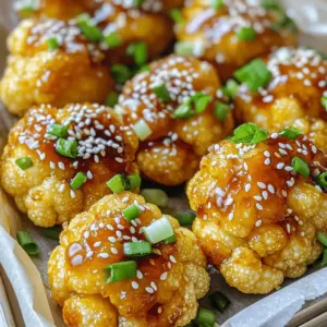 For these tasty Air Fryer Honey Garlic Cauliflower Bites, gather these simple ingredients: - 1 large cauliflower head, broken into bite-sized florets - 3 tablespoons honey - 2 tablespoons soy sauce (or tamari for a gluten-free option) - 1 tablespoon extra virgin olive oil - 2 cloves garlic, finely minced - 1 teaspoon ground ginger - 1 teaspoon cornstarch - Salt and black pepper to taste - Toasted sesame seeds (for garnish) - Sliced green onions (for garnish) You can easily swap some ingredients. If you want a vegan option, use maple syrup instead of honey. For a gluten-free dish, tamari works well in place of soy sauce. If you don’t have ground ginger, fresh ginger can be used instead. Just mince it finely. You can also skip the cornstarch if you prefer softer bites. These bites are not only tasty but also healthy. Each serving contains: - Calories: Approximately 150 - Protein: 3g - Carbohydrates: 25g - Dietary Fiber: 5g - Sugars: 7g - Fat: 5g These bites offer a good mix of nutrients. The cauliflower provides fiber and vitamins. The honey adds a touch of sweetness, while the olive oil gives healthy fats. Enjoy these bites as a snack or a side dish! First, set your air fryer to 400°F (200°C). Let it warm up for about 5 minutes. This step helps the cauliflower cook evenly and become crispy. Next, take a large bowl. Add 3 tablespoons of honey, 2 tablespoons of soy sauce, and 1 tablespoon of olive oil. Then, add 2 minced garlic cloves and 1 teaspoon of ground ginger. Whisk everything well until it forms a smooth mix. This marinade gives the cauliflower a sweet and savory flavor. Now, take your cauliflower head and break it into bite-sized florets. Add these florets to the bowl with the marinade. Toss them gently until all pieces are coated. Make sure every piece gets some of that tasty mix. Next, sprinkle 1 teaspoon of cornstarch over the cauliflower. This helps the bites become crispy during cooking. Stir well so that the cornstarch covers each piece. Once coated, place the cauliflower florets in the air fryer basket. Arrange them in a single layer for the best results. If your air fryer is small, you may need to cook in batches. Air fry the cauliflower for 12 to 15 minutes. Remember to shake the basket halfway through. This step helps them crisp up nicely. When the cauliflower is golden brown and crunchy, take it out of the air fryer. Drizzle any leftover marinade over the hot bites for extra flavor. Before you serve, sprinkle toasted sesame seeds and sliced green onions on top. This adds a nice pop of color and taste. Serve them on a platter with a zesty dipping sauce for a fun twist! To get that perfect crunch, follow these tips: - Use fresh cauliflower. Old cauliflower can be soggy. - Coat the florets evenly with cornstarch. This helps create a crispy layer. - Don't overcrowd the air fryer. Give each floret space to cook evenly. - Shake the basket halfway through cooking. This ensures even browning. You can change the flavor to fit your taste: - Add more honey for a sweeter bite. This makes the dish stickier and richer. - Use less soy sauce if you prefer a milder flavor. This reduces the saltiness. - Experiment with spices like paprika or cayenne. This adds a nice kick if you like heat. Presentation matters! Here are some fun ideas: - Use a colorful platter to show off the golden bites. It makes the dish pop. - Line the plate with parchment paper for a rustic look. This catches any drips. - Serve with small bowls of dipping sauces. Try sriracha or yogurt dip for variety. {{image_4}} You can easily boost the flavor of your honey garlic cauliflower bites. Here are a few spice ideas: - Cayenne pepper: Adds heat; start with a small pinch. - Smoked paprika: Gives a rich, smoky taste. - Curry powder: Adds warmth and depth. Mix these spices into your marinade or sprinkle them on before air frying. You’ll find new layers of taste in every bite. You can make this dish fit special diets. To keep it gluten-free, use tamari instead of soy sauce. This small swap ensures everyone can enjoy this dish. For a vegan version, simply replace honey with maple syrup or agave nectar. Both options give a sweet touch without animal products. Dipping sauces can enhance your cauliflower bites. Here are some ideas to try: - Sriracha: Adds heat and spice. - Yogurt-based dip: Creamy and cooling. - Peanut sauce: Rich and nutty for a unique twist. Select a sauce that matches your taste. Each sauce can change the vibe of the meal, making it exciting! To store leftovers, first let the cauliflower bites cool. Place them in an airtight container. Keep the container in the fridge. They will stay fresh for about three days. Make sure to label the container with the date. This helps you remember when you made them. When you're ready to enjoy your leftovers, reheating them is key. Use the air fryer for the best results. Preheat the air fryer to 350°F (175°C). Place the cauliflower bites in the basket in a single layer. Heat them for about 5-7 minutes. This keeps them crispy and delicious. If you don’t have an air fryer, you can use an oven. Just bake them at 350°F (175°C) for 10 minutes. If you want to freeze the cauliflower bites, it's simple. First, let them cool completely. Place the bites in a single layer on a baking sheet. Freeze them for about 1-2 hours. This prevents them from sticking together. Once frozen, transfer them to an airtight container or a freezer bag. They can last for up to three months. When you're ready to eat, thaw them in the fridge overnight. Then, follow the reheating tips to bring them back to life. Yes, you can use frozen cauliflower. Just thaw it first. Pat the florets dry to avoid extra moisture. This helps them crisp up better in the air fryer. The taste may be slightly different, but they will still be tasty. To spice up the marinade, add red pepper flakes or sriracha. Start with a little and adjust to your taste. You can also add fresh ginger for a sharper kick. Remember, balance the spice with honey to keep it sweet. Honey garlic cauliflower bites pair well with rice or quinoa. You can also serve them with a fresh salad. Try a tangy cucumber salad or a classic coleslaw. For dipping, sriracha or a creamy yogurt sauce works great too! Honey garlic cauliflower bites are simple and fun to make. We covered the ingredients, steps to cook, and tips for the best results. You learned how to store leftovers and variations you can try. Remember, these bites are great with many dips and sides. Now, enjoy your tasty creation! Experiment with flavors and make it your own. Happy cooking!