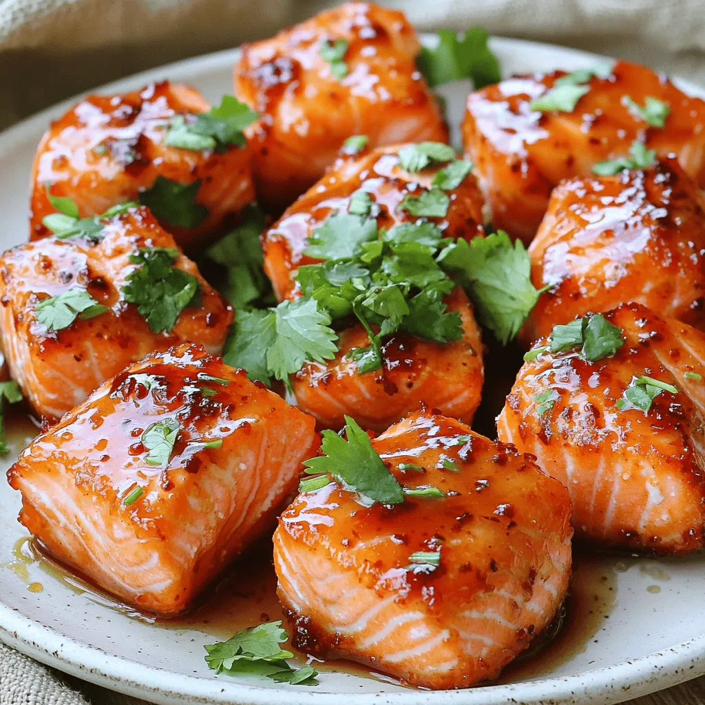 Air Fryer Honey Sriracha Salmon Bites Tasty Treat