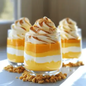 To make these parfaits, you need: - 1 cup pumpkin puree - 8 oz cream cheese, softened - 1/2 cup powdered sugar - 1 teaspoon vanilla extract - 1 teaspoon pumpkin pie spice - 1 cup heavy whipping cream - 1/2 cup crushed graham crackers - 2 tablespoons unsalted butter, melted These ingredients create a rich, creamy mousse that is perfect for fall. For a delightful finish, consider adding: - Whipped cream - Ground cinnamon These toppings not only add flavor but also enhance the look of your parfaits. You can customize your parfaits with: - A pinch of nutmeg for extra warmth - A splash of maple syrup for sweetness - Dairy-free cream cheese for a vegan option Feel free to get creative and adjust the flavors to your liking! Start by getting a large mixing bowl. Add 8 oz of softened cream cheese. Then, pour in 1/2 cup of powdered sugar, 1 teaspoon of vanilla extract, and 1 teaspoon of pumpkin pie spice. Beat this mixture with an electric mixer on medium speed. Keep mixing until it is smooth and creamy. Don’t forget to scrape down the sides of the bowl as you mix. Next, gently fold in 1 cup of pumpkin puree. Use a rubber spatula for this step. Be careful not to overmix. Your goal is to combine everything until it looks smooth. In a separate chilled bowl, pour in 1 cup of heavy whipping cream. Beat it on medium to high speed until soft peaks form. Once your cream is fluffy, slowly fold it into the pumpkin mixture. Use a gentle motion here. You want to keep that airy texture. Keep folding until you see no streaks of whipped cream. Now, let’s build the parfaits! In a small bowl, mix together 1/2 cup of crushed graham crackers and 2 tablespoons of melted unsalted butter. Stir until all the crumbs are coated. Start by spooning a layer of this graham cracker mixture into the bottom of your serving glasses. This forms a nice base. Add a generous scoop of the pumpkin cheesecake mousse on top. Spread it evenly with a spoon. Repeat this layering with more graham cracker and mousse until your glasses are full. Finish with a lovely layer of mousse at the top. Cover the parfaits with plastic wrap and put them in the fridge for at least 2 hours. This chilling time helps the flavors blend and the mousse set. When you are ready to serve, take them out of the fridge. Top each parfait with a swirl of whipped cream and a sprinkle of ground cinnamon for a nice touch. Enjoy your delightful pumpkin cheesecake mousse parfaits! To get a smooth and creamy mousse, follow these steps: - Beat the cream cheese until it is very soft. - Mix in the powdered sugar fully. - Fold in the pumpkin puree gently. - Whip the cream until soft peaks form. - Carefully fold the whipped cream into the pumpkin mix. This keeps the mousse light and fluffy. Layering is key for a good parfait. Start with these tips: - Use clear glasses to show off the layers. - Begin with a layer of graham cracker crumbs. - Add a scoop of mousse, then repeat. - Fill glasses to the top with mousse. - Make sure the last layer is mousse for a nice finish. This way, each bite has flavor and texture. How you present your parfaits matters. Try these ideas: - Top each parfait with whipped cream for a soft look. - Dust with ground cinnamon for a warm touch. - Add a sprinkle of crushed graham crackers on top for crunch. - Use colorful dessert cups to make them pop. These little touches make your parfaits stand out at any gathering. {{image_4}} To make these parfaits gluten-free, I suggest using gluten-free graham crackers. You can also find gluten-free cookies that work well for the base. Just crush them the same way you would with regular graham crackers. This change keeps the crunch while ensuring everyone can enjoy the dessert. If you want a vegan version, swap the cream cheese for a vegan cream cheese alternative. Use coconut cream instead of heavy whipping cream for the mousse. For the sugar, opt for maple syrup or agave to sweeten. These swaps create a rich, creamy texture without dairy. You can add different flavors to your parfaits. For a chocolate twist, mix cocoa powder into the pumpkin mousse. This gives a rich chocolate flavor that pairs well with pumpkin. If you love caramel, drizzle caramel sauce between the layers. It adds sweetness and a lovely contrast to the pumpkin spice. To keep your pumpkin cheesecake mousse parfaits fresh, store them in the fridge. Use an airtight container or cover the serving glasses with plastic wrap. This keeps the air out and prevents drying. The parfaits need at least two hours to chill after you make them. This time helps the flavors mix and the mousse set, so don't rush it. If you want to freeze them, it's best to freeze the mousse and graham cracker layers separately. Parfaits with heavy cream may not freeze well. If you freeze them, let them thaw in the fridge overnight before serving. They may lose some texture but will still taste great. These parfaits can last in the fridge for about three days. After that, the mousse may start to separate. For the best taste and texture, enjoy them within two days. Always check for any changes in smell or texture before eating. If they look or smell off, it's best to throw them away. Yes, you can use fresh pumpkin. Make sure to cook and puree it first. Roast the pumpkin, scoop out the flesh, and blend until smooth. This adds a fresh taste but requires more work than canned puree. You can store these parfaits in the fridge for up to three days. Keep them covered to maintain freshness. The flavors deepen as they sit, making them even more delicious! You can use ricotta cheese or mascarpone as a substitute. Both create a creamy texture. If you want a dairy-free option, try silken tofu blended until smooth. This will change the flavor slightly but still tastes great! You can prepare the mousse and graham cracker layers a day in advance. Assemble the parfaits before serving for the best texture. Just remember to chill them for at least two hours before serving! In this blog post, we explored how to make delicious pumpkin cheesecake mousse. We covered key ingredients, tasty toppings, and simple substitutes. The step-by-step instructions guide you through mixing and assembling your parfaits. Tips for perfect texture and stunning presentation enhance your dish. You can also try gluten-free and vegan options. With proper storage, your treats can last longer. Remember, this dessert is easy to make and full of flavor. Enjoy your tasty creation!