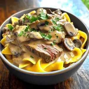 - 500g beef sirloin, cut into thin strips - 200g mushrooms, sliced - 300g egg noodles - 2 tablespoons olive oil - 1 teaspoon smoked paprika - 150ml crème fraîche - Fresh parsley, chopped - Salt and pepper, to taste - 1 teaspoon Dijon mustard Gordon Ramsay’s Beef Stroganoff shines with its rich and creamy sauce. The main star is the beef sirloin, which I cut into thin strips. This helps the meat cook quickly and evenly, giving you tender bites. The mushrooms add earthy notes, while the egg noodles soak up the sauce. For pantry staples, I use olive oil to sauté the beef and vegetables. Smoked paprika adds depth, while crème fraîche brings a smooth and creamy finish. I always season with salt and pepper, adjusting to taste. A touch of Dijon mustard adds a subtle kick, enhancing the overall flavor. Fresh parsley garnishes the dish, adding a splash of color and freshness. With these ingredients, you are ready to create a comforting and delicious meal that impresses. Start by bringing a large pot of salted water to a boil. Make sure the water is bubbling before you add the noodles. Once boiling, add 300g of egg noodles. Cook them for about 8 to 10 minutes. Check for doneness, making sure they are al dente. After cooking, drain the noodles well. Set them aside so they don’t stick together. Next, it's time to sauté the beef. Use a large skillet and heat 1 tablespoon of olive oil over high heat. When the oil shimmers, add 500g of thinly sliced beef sirloin. Make sure not to overcrowd the pan. This helps the beef sear well. Cook the beef for 2 to 3 minutes on each side. You want it nicely browned. Once done, remove the beef from the pan and keep it warm in a bowl. In the same skillet, lower the heat a bit. Add another tablespoon of olive oil. Next, toss in 1 chopped medium onion. Sauté it for about 2 minutes until it becomes translucent. Then, add 2 minced garlic cloves and 200g of sliced mushrooms. Cook these for about 5 minutes. This step is key for flavor. It helps the mushrooms release moisture and turn golden-brown. Now, let’s make the sauce. Sprinkle in 1 teaspoon of smoked paprika and 1 teaspoon of Dijon mustard. Stir well to coat the vegetables. Then, carefully pour in 300ml of beef broth. Mix everything together. Bring this to a gentle simmer. Let it reduce for about 5 minutes. This helps concentrate the flavors. Lower the heat to medium-low. Now, add 150ml of crème fraîche to the pan. Stir it continuously until the sauce becomes creamy and smooth. Return the seared beef to the pan. Season with salt and pepper to taste. Allow it to simmer for 3 to 4 minutes. This warms the beef and melds the flavors. Finally, it’s time to combine everything. Add the drained egg noodles to the stroganoff. Toss gently to ensure each noodle gets coated in the rich sauce. This step is crucial for a delicious meal. Enjoy every bite of this creamy beef stroganoff! - How to achieve perfectly seared beef: To sear your beef well, heat your pan first. Use high heat and add oil when it’s hot. Add the beef in small amounts. This helps it brown nicely. Don’t move the beef too much; let it cook for about 2-3 minutes on each side. - Tips for choosing the best mushrooms: When picking mushrooms, look for firm and dry ones. Avoid any that feel slimy or soft. Common choices for stroganoff are cremini or button mushrooms. They add great flavor and texture to the dish. - Best pairing options with beef stroganoff: Beef stroganoff pairs well with egg noodles, which soak up the sauce. You can also serve it with rice or crusty bread. These options balance the rich flavors nicely. - Presentation tips for an appealing dish: Serve the stroganoff in deep bowls. Sprinkle fresh parsley on top for color. You can also place a sprig of parsley on the side. This adds a nice touch to your meal. - Overcooking the beef: One common mistake is overcooking the beef. This can make it tough. Always sear the beef quickly and then remove it from the heat. It will cook more when you add it back to the sauce. - Not seasoning properly: Another mistake is not seasoning enough. Always taste your sauce before serving. Add salt and pepper as needed. Proper seasoning makes all the difference in flavor. {{image_4}} You can switch beef for chicken or turkey. This change keeps the dish light yet tasty. Chicken tends to cook faster than beef. Be careful not to dry it out. Turkey gives a nice flavor, too, but remember to watch the cooking time. If you prefer a meat-free option, mushrooms work well. Use a mix of different types. Portobello and shiitake add depth. They soak up flavors and provide a satisfying texture. For a hearty meal, try adding lentils or beans. They will boost protein without meat. To enhance the flavor, add red wine to the sauce. Use a dry red wine for best results. It gives the dish a rich taste and depth. Just let it simmer a bit longer to cook out the alcohol. A splash of Worcestershire sauce can also add a nice kick. This sauce has a unique, savory profile. It complements the beef and mushrooms perfectly. Just a teaspoon can elevate your dish to new heights. Egg noodles are great, but other options exist. Try rice for a gluten-free version. It absorbs the sauce well and adds a nice bite. If you want something different, use gluten-free noodles. They come in many shapes and sizes. Spiralized vegetables like zucchini or carrots can also be fun. They add color and crunch. Plus, they keep your meal light and fresh. Beef stroganoff lasts about 3 to 4 days in the fridge. To store leftovers, use an airtight container. Make sure to cool the dish before sealing it tight. This keeps the dish fresh and tasty. You can freeze beef stroganoff for up to 3 months. To freeze, let it cool completely. Then, place it in a freezer-safe container. When you want to eat it, move it to the fridge overnight. Reheat it in a saucepan on low heat. Stir often to keep it creamy. For weekly meals, portion out the stroganoff into single servings. Use small containers for easy grabbing. When reheating, use a stovetop for best results. This keeps the sauce smooth and tasty. Avoid the microwave if you want to keep its rich flavor. Beef Stroganoff is a classic dish from Russia. It has tender beef, mushrooms, and a creamy sauce. The dish dates back to the 19th century. It was named after a Russian diplomat, Count Paul Stroganov. Today, it is loved around the world for its rich flavor and comfort. Yes, you can use other meats in Beef Stroganoff. Chicken, turkey, or pork work well. Each meat brings its own taste to the dish. If you want a vegetarian option, use extra mushrooms or tofu. These choices keep the dish tasty and fun. To make Beef Stroganoff gluten-free, choose gluten-free noodles. Rice or spiralized vegetables are great options. You can also use gluten-free flour to thicken the sauce. Just make sure your beef broth is also gluten-free. This way, everyone can enjoy this dish without worry. Beef Stroganoff pairs well with several side dishes. Egg noodles are a classic choice. You can also serve it with rice or mashed potatoes. Steamed vegetables or a fresh salad add color and balance. A warm, crusty bread is perfect for soaking up the sauce. Beef Stroganoff is great for meal prep. It lasts in the fridge for up to three days. You can also freeze it for longer storage. Just reheat gently to keep the flavors intact. This makes it a perfect choice for busy weeks or quick dinners. In this blog post, we explored how to create a delicious beef stroganoff. We discussed the essential ingredients, step-by-step cooking instructions, and tips for success. You learned about variations with meat alternatives and flavor boosters. Remember to avoid common mistakes like overcooking the beef and not seasoning properly. Beef stroganoff makes a fantastic meal for sharing or meal prep. With a few simple tips, you can enjoy this creamy dish anytime. Get cooking and savor every bite of your creation!