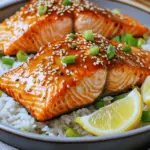 - 4 salmon fillets (approximately 6 ounces each) - 3 tablespoons pure honey - 3 cloves garlic, finely minced - 2 tablespoons soy sauce (or tamari for a gluten-free alternative) - 1 tablespoon fresh ginger, grated - 1 tablespoon extra virgin olive oil - Salt and freshly cracked black pepper, to taste - 1 tablespoon sesame seeds (for garnish) - 2 green onions, thinly sliced (for garnish) When measuring honey, use a liquid measuring cup. It helps avoid sticky spills. For garlic, mince it finely to release its full flavor. Grate fresh ginger for the best taste. If you want a gluten-free option, choose tamari instead of soy sauce. This dish serves four and is packed with protein and healthy fats. Each serving contains about 300 calories. Salmon is rich in omega-3 fatty acids, which are great for heart health. The honey adds a touch of sweetness, while garlic and ginger boost your immune system. This meal is a delicious way to enjoy a healthy diet! To start, grab a small mixing bowl. In this bowl, combine 3 tablespoons of pure honey, 3 cloves of finely minced garlic, 2 tablespoons of soy sauce, 1 tablespoon of grated fresh ginger, and 1 tablespoon of extra virgin olive oil. Whisk these ingredients together until they blend into a smooth marinade. This mix brings a sweet and savory taste to the salmon that you will love. Next, take 4 salmon fillets and place them in a large resealable plastic bag or a shallow dish. Pour the honey garlic marinade over the salmon. Make sure each fillet is coated well. Seal the bag or cover the dish and let the salmon marinate for at least 30 minutes. If you have time, letting it marinate for up to 2 hours in the fridge will make it even tastier. Now, preheat your air fryer to 375°F (190°C). This step is important for even cooking. After marinating, take the salmon out and let any excess marinade drip off. Season both sides lightly with salt and freshly cracked black pepper. Arrange the salmon fillets in the air fryer basket in a single layer, avoiding overlap. This ensures they cook evenly. Cook the salmon for 8-10 minutes, or until it flakes easily with a fork and reaches an internal temperature of 145°F (63°C). The surface should be golden and slightly caramelized. Carefully remove the salmon with a spatula and, if you like, drizzle some leftover marinade on top. Finish by garnishing with sesame seeds and sliced green onions for a beautiful touch. To cook salmon perfectly, preheat your air fryer to 375°F (190°C). This step helps get a nice crust. Place the fillets in a single layer. Avoid crowding them; this keeps the heat even and the fish tender. If your air fryer is small, cook in batches. To boost flavor, let the salmon marinate for at least 30 minutes. You can even go up to two hours for more taste. Try using fresh ginger; it adds a zing. For a touch of crunch, sprinkle sesame seeds on top right before serving. This will make your dish pop! Serve your salmon over fluffy rice or quinoa. Adding fresh green onions and lemon slices makes it look beautiful. You can also pair it with steamed veggies for a healthy meal. The bright colors will make your plate appealing and fun! {{image_4}} You can switch up the marinade for new flavors. Try using maple syrup instead of honey. This gives a rich, deep sweetness. You can also add lime juice for a zesty kick. If you want heat, mix in some sriracha or chili flakes. These changes will keep your meals exciting. Salmon is great, but you can use other fish too. Try this recipe with trout or tilapia. Both cook well in the air fryer and soak up the flavors. You can even use shrimp for a fun twist. Just adjust the cooking time as shrimp cooks faster than fish. Pair your honey garlic salmon with tasty sides. Steamed broccoli or green beans add color and crunch. You can serve it with rice or quinoa for a hearty meal. A fresh salad with leafy greens and a light dressing is also nice. Think about adding roasted sweet potatoes for something sweet and savory. To store leftover honey garlic salmon, let it cool first. Place it in an airtight container. You can keep it in the fridge for up to three days. Make sure to store it with any leftover sauce for added flavor. To reheat salmon, use the air fryer for the best results. Preheat the air fryer to 350°F (175°C). Place the salmon fillets in the basket and heat for about 5 minutes. This keeps the fish moist and crispy. You can also use the microwave, but it can make the fish a bit soggy. If you want to freeze the salmon, wrap each fillet tightly in plastic wrap. Then, place them in a freezer-safe bag. You can freeze it for up to three months. When ready to eat, thaw the salmon overnight in the fridge before reheating. Yes, you can use frozen salmon. Just make sure to thaw it first. Place the salmon in the fridge overnight or run it under cold water until it softens. Once thawed, follow the same marinating steps. The marinade will still soak in, giving you that sweet, garlicky flavor. If your salmon is overcooked, don’t worry. You can salvage it. Try adding a drizzle of olive oil or a touch of lemon juice. This can help add moisture back into the fish. You can also flake the salmon and mix it into salads or pasta. This way, the dish still tastes great! Yes, you can substitute ingredients easily. For a gluten-free option, use tamari instead of soy sauce. If you want a vegan choice, try using tofu instead of salmon. You can marinate it the same way. Honey can be swapped with maple syrup for a vegan-friendly sweetener. Enjoy experimenting! This blog showed you how to prepare tasty air-fried salmon. You learned about ingredients, tips, and variations. You gained knowledge on marinating and cooking techniques. Plus, I shared how to store leftovers. With these steps, you'll cook salmon like a pro. Enjoy your meals and get creative with flavors! Your kitchen adventures await.