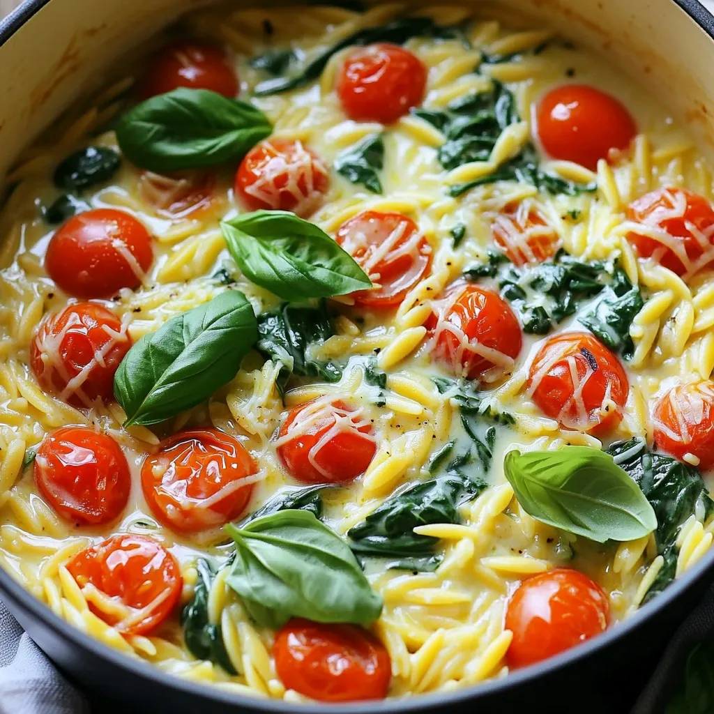 One-Pot Creamy Tuscan Orzo Delightful Easy Recipe
