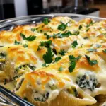 To make creamy spinach artichoke stuffed shells, you need a few key ingredients. Here’s the list to gather: - Large pasta shells (12-16 shells) - 1 cup ricotta cheese - 1 cup shredded mozzarella cheese, divided - 1/2 cup grated Parmesan cheese - 1 cup frozen spinach, thawed and thoroughly drained - 1 cup canned artichoke hearts, finely chopped - 2 cloves garlic, minced - 1/2 teaspoon onion powder - 1/2 teaspoon red pepper flakes (optional, for a kick) - 1 cup Alfredo sauce (store-bought or homemade) - Salt and black pepper, to taste - Fresh parsley, chopped (for garnish, optional) These ingredients come together to create rich flavors and a creamy texture. The large pasta shells hold the filling well, while the mix of cheeses gives a delightful taste. Spinach and artichokes add freshness and heartiness to each bite. Don't forget the garlic and spices; they elevate the dish. Gather these items, and you’re ready to start cooking! 1. Preheat the oven Start by preheating your oven to 375°F (190°C). This step is key for even baking. 2. Cook and prepare pasta shells Boil a large pot of water. Add the large pasta shells and cook until they are al dente. This usually takes about 9-11 minutes. Make sure not to overcook them. Once cooked, drain the shells and let them cool a bit. 3. Make the filling mixture In a big mixing bowl, combine the ricotta, half of the shredded mozzarella, and Parmesan cheese. Add the well-drained spinach, chopped artichoke hearts, minced garlic, and onion powder. If you like a little heat, toss in the red pepper flakes. Season this mix with salt and black pepper. Stir well until everything is mixed together. 4. Assemble the dish with Alfredo sauce and filled shells Spread half of the Alfredo sauce on the bottom of a 9x13 inch baking dish. Then, carefully fill each pasta shell with the creamy spinach and artichoke filling. Place the filled shells in the dish with the open side facing up. Pour the rest of the Alfredo sauce over the top of the shells. 5. Bake to perfection Sprinkle the remaining mozzarella cheese over the shells. Cover the dish with aluminum foil. Bake it in your preheated oven for 25 minutes. After that, take off the foil and bake for another 10 minutes. The cheese should be bubbly and golden. Once done, let it cool for a few minutes. For a fresh look, sprinkle some chopped parsley on top before serving. How to prevent pasta shells from breaking To keep pasta shells intact, cook them just until al dente. Overcooking makes them fragile. Stir gently while boiling to avoid sticking. After draining, cool them on a clean towel. This helps prevent sticking and breaking. Importance of draining spinach thoroughly Thoroughly draining spinach is key to a creamy filling. Excess water can make the filling soggy. After thawing, press the spinach in a clean cloth or use a fine sieve. This ensures a rich, flavorful mix without watery issues. Best practices for melting cheese For melting cheese, use low heat. High heat can cause cheese to become tough. Mixing in a bit of cream can help it melt smoothly. Layer cheese evenly for perfect browning and a creamy finish. Presentation tips for serving Serve directly from the baking dish for a rustic look. Use a large spoon to dish out the stuffed shells. A sprinkle of Parmesan and fresh black pepper adds a nice touch. Garnishing with parsley brightens up the dish and adds color. Pairing ideas (sides, drinks) Pair these stuffed shells with a fresh salad. A simple green salad balances the rich filling. For drinks, a crisp white wine or sparkling water works well. These pairings enhance the meal and make it feel special. {{image_4}} You can switch up the pasta if you like. Try using penne or rigatoni. They both hold the filling well. If you need cheese alternatives, go for dairy-free options. Use cashew or almond-based cheeses. These work great for those with lactose issues. You can also add different veggies. Think mushrooms, roasted red peppers, or zucchini for added flavor. Adding spices can make your dish special. Try garlic powder, Italian seasoning, or even a pinch of nutmeg. If you want more protein, add cooked chicken or crispy bacon. These ingredients boost taste and make the dish heartier. Don't be afraid to play around with flavors! To keep your creamy spinach artichoke stuffed shells fresh, store them properly. First, let the dish cool down to room temperature. After cooling, follow these steps: - Use an airtight container. Glass or plastic containers work well. - If you have a large dish, divide the leftovers into smaller portions. This helps with quick reheating. - Layer parchment paper between shells if stacking. This keeps them from sticking together. Store your leftovers in the fridge for up to three days. If you want to keep them longer, freeze them. Just make sure the container is freezer-safe. Frozen shells can last up to three months. When it's time to enjoy your leftovers, reheating is key. Here’s how to do it right: - Preheat your oven to 350°F (175°C). - Place the stuffed shells in an oven-safe dish. If they are frozen, thaw them overnight in the fridge first. - Cover the dish with foil to keep moisture in. This helps the shells heat evenly. - Bake for about 20 minutes if refrigerated, or 30-40 minutes if frozen. To keep the texture and flavor intact, avoid using the microwave. The oven keeps the cheese melty and the pasta tender. For an extra touch, sprinkle a bit of cheese on top before reheating. This gives you a nice, cheesy crust. Yes, you can use fresh spinach. Just wash it well and chop it finely. Sauté it in a pan until it wilts. This will help reduce moisture. Make sure to drain it well before mixing it into the filling. Fresh spinach adds a nice texture and taste to the dish. To make homemade Alfredo sauce, you need simple ingredients. Here’s a quick recipe: - 1/2 cup of butter - 1 cup of heavy cream - 1 cup of grated Parmesan cheese - 2 cloves of garlic, minced - Salt and pepper to taste 1. Melt the butter in a pan over medium heat. 2. Add garlic and cook for 1 minute. 3. Pour in the heavy cream, stirring well. 4. Let it simmer for 2-3 minutes. 5. Gradually add the Parmesan cheese while stirring. 6. Season with salt and pepper. This sauce is creamy and pairs perfectly with your stuffed shells. Stuffed shells go well with many sides. Here are some ideas: - A fresh garden salad with a light vinaigrette. - Garlic bread or breadsticks for a crunchy touch. - Steamed vegetables like broccoli or green beans. - A glass of red or white wine can enhance the meal. These sides create a balanced and tasty dinner experience. Enjoy your creamy spinach artichoke stuffed shells! You learned how to make delicious stuffed pasta shells. We covered key ingredients, tasty preparation steps, and helpful cooking tips. I shared ideas for variations and how to store leftovers. Remember, cooking should be fun! Don't hesitate to experiment with flavors or ingredients you love. Your stuffed shells can impress anyone at the table. Getting hands-on in the kitchen creates joy and great meals. Enjoy your cooking journey and share your tasty results with family and friends.