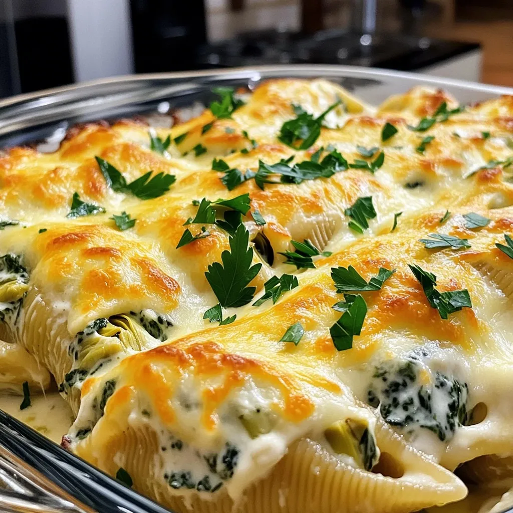 Creamy Spinach Artichoke Stuffed Shells Delight