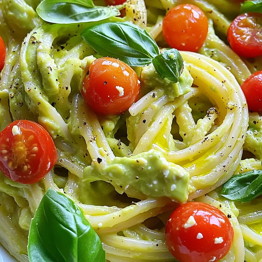 - 8 oz pasta (spaghetti or penne) - 1 ripe avocado - 1 cup feta cheese - 2 cloves garlic - 1/4 cup extra virgin olive oil - 1 tablespoon freshly squeezed lemon juice - Optional: red pepper flakes, cherry tomatoes, fresh basil - Salt and freshly ground black pepper to taste Gathering your ingredients is the first step. You want fresh items. For the pasta, you can choose spaghetti or penne. Both work well for this dish. Next, grab a ripe avocado. It should feel soft but not mushy. The feta cheese adds a salty twist. Use crumbled feta for easy mixing. Garlic brings in a strong flavor; mince it finely for best results. Now, let’s look at the flavor boosters. Extra virgin olive oil is key for richness. It makes the sauce smooth and tasty. Fresh lemon juice adds a nice tang. You can add red pepper flakes for spice. Cherry tomatoes give color and sweetness, while fresh basil adds a lovely aroma. Don't forget about seasoning! Salt and freshly ground black pepper are essential. They enhance all the flavors in your dish. Remember to taste as you go. Adjust the seasoning based on your preference. This way, you end up with a pasta dish that is just right for you. 1. Start by boiling a large pot of salted water. 2. Once the water bubbles, add 8 oz of pasta. 3. Cook the pasta until it is al dente, as per the package instructions. 4. Before you drain, reserve about 1/2 cup of that starchy pasta water. 5. After reserving the water, drain the pasta in a colander. 1. In a large mixing bowl, take 1 ripe avocado. 2. Use a fork to mash the avocado until it is smooth. 3. To the smooth avocado, add 1 cup of crumbled feta cheese. 4. Add 2 cloves of finely minced garlic and 1/4 cup of olive oil. 5. Squeeze in 1 tablespoon of fresh lemon juice. 6. Season the mixture with salt and pepper to taste. 7. If you like a kick, add 1/4 teaspoon of red pepper flakes. 8. Mix everything until it forms a creamy sauce. 1. Gradually stir in the reserved pasta water. 2. Keep adding until the sauce is creamy and smooth. 3. Now, add the drained pasta to the avocado-feta sauce. 4. Toss gently, making sure every noodle gets coated. 5. Taste and adjust seasoning with more salt or pepper if needed. 6. Serve right away. You can garnish with halved cherry tomatoes and fresh basil. 7. For a nice touch, drizzle with a bit more olive oil before serving. To get the best sauce, you need to adjust with pasta water. After cooking your pasta, save some of the starchy water. Add the water little by little to the avocado-feta mix. This will help you find the right thickness. If your sauce is too thick, just keep adding pasta water until it's creamy. When mashing your avocado, ensure it's ripe. A ripe avocado mashes easily. Use a fork to smash it until it’s smooth. Make sure there are no big lumps. This will help the sauce blend well with the pasta. Store any leftovers in an airtight container. Keep the pasta in the fridge for up to two days. To reheat, place it in a pan over low heat. Add a splash of water or olive oil to keep it moist. Stir gently until warmed through. You can also microwave it, but be careful not to overcook. For a pretty dish, serve your pasta in shallow bowls. Top with extra crumbled feta and torn basil. You can drizzle a bit more olive oil on top for shine and flavor. Pair this dish with a light white wine, like Sauvignon Blanc. A fresh green salad also works well to balance the meal. {{image_4}} You can boost your Minute Avocado Feta Pasta by adding proteins. Grilled chicken or shrimp works great. They add texture and heartiness. You can also throw in veggies. Fresh spinach or sweet peas are perfect choices. They add color and nutrients. Toss them in when you mix the pasta with the sauce. This makes the dish more filling and fun. If you want to switch up the cheese, try goat cheese. It offers a tangy flavor that pairs well. You can also use vegan cheese. Many brands offer good plant-based options. This way, you keep the dish creamy and tasty without dairy. Experimenting with different cheeses opens up new flavor profiles. Don't limit yourself to just one type of pasta. You can use gluten-free pasta if needed. Options like brown rice or chickpea pasta work well. They add a unique taste and meet dietary needs. You can even try whole wheat pasta for extra fiber. The choice of pasta can change the dish's character. Choose what you enjoy best! To keep your Minute Avocado Feta Pasta fresh, use an airtight container. This helps prevent air from getting in and keeps the flavors intact. Store the pasta in the fridge for up to three days. Make sure to seal it tightly to avoid any moisture loss. Can you freeze avocado feta pasta? I don't recommend freezing it. The avocado can change texture, turning grainy. The creamy sauce may also separate when thawed. It's best enjoyed fresh. To reheat pasta without losing texture, use a skillet. Add a splash of water or olive oil. Heat on low, stirring gently. This keeps the pasta creamy and flavorful. Avoid the microwave, as it can make the pasta dry. Making Minute Avocado Feta Pasta takes about 15 minutes in total. The prep time is just 10 minutes. That’s quick, right? You can enjoy a tasty meal in no time. Yes, you can make this recipe vegan! Instead of feta cheese, use plant-based cheese. Vegan cream cheese is a good choice. You can also try mashed tofu for a similar texture. Both options keep the dish creamy and delicious. If your sauce is too thick, add some reserved pasta water. Start with a little bit, then stir. Keep adding until you reach the sauce's desired consistency. This will help the sauce coat the pasta nicely. This blog post showed you how to make a quick and tasty avocado feta pasta. We covered the key ingredients, cooking steps, and added tips for a great dish. Remember, you can customize with proteins or veggies to suit your taste. Store leftovers properly and reheat for the best flavor. Enjoy the flavors, and don’t be afraid to experiment with your own variations. This dish is simple and fun to make!