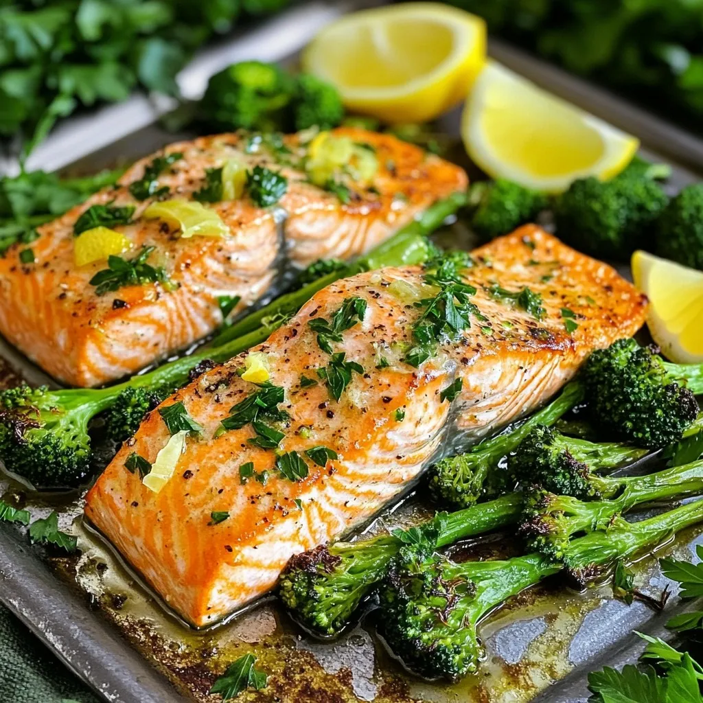 Sheet Pan Lemon Garlic Salmon and Broccolini Delight