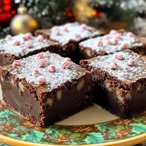 - 1 cup unsalted butter, melted - 2 cups granulated sugar - 4 large eggs - 1 teaspoon vanilla extract - 1/2 teaspoon peppermint extract - 1 cup all-purpose flour - 1/2 cup unsweetened cocoa powder - 1 teaspoon baking powder - 1/2 teaspoon salt - 1 cup semi-sweet chocolate chips - 1 tablespoon instant coffee granules - 2 tablespoons hot water - Crushed peppermint candies for topping - Unsalted butter: 1 cup, melted - Granulated sugar: 2 cups - Large eggs: 4 - Vanilla extract: 1 teaspoon - Peppermint extract: 1/2 teaspoon - All-purpose flour: 1 cup - Unsweetened cocoa powder: 1/2 cup - Baking powder: 1 teaspoon - Salt: 1/2 teaspoon - Semi-sweet chocolate chips: 1 cup - Instant coffee granules: 1 tablespoon - Hot water: 2 tablespoons - Crushed peppermint candies: for topping Using quality ingredients makes a big difference in your brownies. Fresh eggs add richness. Good butter brings a creamy texture. High-quality chocolate chips melt beautifully, giving that rich, fudgy bite. The cocoa powder needs to be unsweetened for the best flavor. Don’t skip on the extracts! They are key to enhancing that peppermint and mocha taste. Fresh crushed peppermint candies not only look great but add a nice crunch. These choices ensure your brownies taste just like they came from a bakery. Start by preheating your oven to 350°F (175°C). This helps your brownies bake evenly. Next, take a 9x13-inch baking pan. Lightly grease it or line it with parchment paper. This makes it easy to take the brownies out later. In a large bowl, pour in 1 cup of melted butter. Add 2 cups of granulated sugar. Whisk them together until the mixture is smooth. Then, add 4 large eggs one by one. Make sure to whisk well after each egg. This helps create a fluffy batter. Next, pour in 1 teaspoon of vanilla extract and 1/2 teaspoon of peppermint extract. Mix until everything is blended. In another bowl, sift together 1 cup of all-purpose flour, 1/2 cup of cocoa powder, 1 teaspoon of baking powder, and 1/2 teaspoon of salt. Gradually add this dry mixture to the wet ingredients. Stir gently until just combined. Be careful not to overmix, or the brownies may become tough. Take 1 tablespoon of instant coffee granules and dissolve it in 2 tablespoons of hot water. Once dissolved, fold this into your brownie batter. This step enhances the mocha flavor. Next, gently fold in 1 cup of semi-sweet chocolate chips. Make sure they are evenly mixed in. Pour the brownie batter into the prepared pan. Use a spatula to spread it evenly. Then, sprinkle crushed peppermint candies on top. Place the pan in the oven and bake for 25-30 minutes. To check if they are done, insert a toothpick into the center. If it comes out with a few moist crumbs, the brownies are ready. After baking, let them cool in the pan for at least 20 minutes before slicing. To get fudgy brownies, use melted butter instead of softened butter. Melted butter adds moisture and richness. Also, do not overmix the batter. Stir just until combined for a dense texture. Bake at 350°F, and test with a toothpick. It should have moist crumbs, not clean. Start with the wet ingredients first. Whisk melted butter and sugar until smooth. Add eggs one at a time, mixing well after each. This helps the brownies rise evenly. When adding dry ingredients, fold gently. Overmixing leads to tough brownies. Use a 9x13-inch baking pan for even cooking. A whisk works best for mixing wet ingredients. A rubber spatula is great for folding and scraping the bowl. Keep a toothpick handy for testing doneness. Parchment paper makes it easy to lift out brownies. For a lovely presentation, slice brownies into squares. Dust them with powdered sugar for a sweet touch. Add a sprinkle of crushed peppermint candies on top. Serve on a festive plate to enhance the holiday spirit. Enjoy your delicious creation! {{image_4}} You can change the flavor of these brownies easily. For a nutty twist, add chopped walnuts or pecans. This adds great texture and flavor. If you want a hint of orange, use orange zest. It gives a fresh, bright taste. You can also swap the peppermint extract for almond extract for a unique flavor. The options are endless! To make gluten-free brownies, use almond flour or a gluten-free baking mix. Replace all-purpose flour with these options in equal amounts. This keeps the brownies soft and chewy. You may need to add an extra egg to help bind the mix. These adjustments keep the rich flavor while making them gluten-free. You can easily make these brownies vegan. Replace the eggs with flax eggs. Just mix one tablespoon of ground flaxseed with three tablespoons of water. Let it sit for five minutes until it thickens. Use a plant-based butter or coconut oil instead of regular butter. You can also use dairy-free chocolate chips to make them fully vegan. Enjoy the same great taste without any animal products! To keep your brownies fresh, let them cool. Once cool, cut them into squares. Place them in a single layer in a container. This helps prevent sticking. Cover them tightly with a lid or plastic wrap. Store them at room temperature for up to four days. If you want them to last longer, refrigerate them. In the fridge, they can stay fresh for about a week. The best container for storing your brownies is an airtight one. Use a glass or plastic container with a tight seal. This keeps moisture out and helps maintain their fudgy texture. If you don’t have a container, you can wrap each brownie individually in plastic wrap. This option is great for on-the-go snacking. You can freeze brownies for later enjoyment. To freeze, wrap each square in plastic wrap. Then, place them in a freezer bag. Remove as much air as possible before sealing. Brownies can be frozen for up to three months. When you’re ready to eat them, thaw them in the fridge overnight. For a warm treat, reheat them in the microwave for about 15-20 seconds. Enjoy your delicious brownies anytime! Yes, you can use different extracts. Try using almond or orange extract for a unique twist. Just remember to keep the amount similar to the peppermint extract. This keeps the flavor balance right. Bake brownies at 350°F (175°C). This temperature allows the brownies to cook evenly. Higher heat can cause edges to burn while the middle stays raw. To check if brownies are done, insert a toothpick into the center. If it comes out with a few moist crumbs, they are ready. If it’s wet with batter, bake them a few more minutes. Yes, you can make these brownies ahead of time. They taste great after a day or two. Just store them in an airtight container to keep them fresh. In this blog post, I covered how to make delicious brownies. I shared the best ingredients and their measurements. I explained the steps from prep to baking. You learned tips for fudgy texture and presentation. I also included variations for gluten-free and vegan options. Finally, I provided storage tips to keep brownies fresh. Remember, great brownies start with quality ingredients and careful steps. Enjoy baking and sharing your sweet creations!