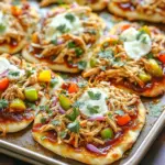 - Cooking chicken and BBQ sauce - 2 cups cooked chicken, shredded - 1 cup BBQ sauce (your favorite flavor) - Flatbreads and cheese options - 4 flatbreads (store-bought or homemade) - 1 cup shredded mozzarella cheese - Fresh vegetables and herbs - 1/2 cup red onion, thinly sliced - 1 cup bell peppers, diced (mix of red, green, and yellow) - 1/4 cup fresh cilantro, chopped - 1 teaspoon garlic powder - Salt and pepper, to taste - Olive oil, for drizzling Using these fresh ingredients makes this dish a delight. Start with cooked chicken and your favorite BBQ sauce. This mix gives the flatbreads a nice flavor. You can use store-bought flatbreads for ease or make your own for a personal touch. Next, add shredded mozzarella cheese. Its gooey texture pairs well with the BBQ chicken. For added crunch and color, include thinly sliced red onions and diced bell peppers. They bring freshness and a pop of color to your dish. Finishing with fresh cilantro adds brightness. Garlic powder, salt, and pepper enhance the flavors even more. A drizzle of olive oil on the flatbreads helps them crisp up nicely in the oven. Gather these ingredients, and you’re ready to create a tasty meal everyone will love! Start by setting your oven to 425°F (220°C). This high temperature is key for a crispy flatbread. While the oven heats, gather your ingredients. This will help you stay organized as you cook. Make sure to have everything on hand, so you can move quickly. In a medium bowl, mix 2 cups of shredded chicken with 1 cup of your favorite BBQ sauce. Stir well until the chicken is fully coated. For extra flavor, add 1 teaspoon of garlic powder, salt, and pepper to taste. Adjust the seasoning based on your preference. This mixture adds a rich, smoky taste to your flatbreads. Line a large sheet pan with parchment paper or grease it lightly. Place 4 flatbreads on the pan. Drizzle olive oil on each flatbread to enhance the flavor. Spread the BBQ chicken mixture evenly across all flatbreads. Layer the flatbreads with 1/2 cup of thinly sliced red onion and 1 cup of diced bell peppers. Finally, sprinkle 1 cup of shredded mozzarella cheese on top. Carefully place the sheet pan in your preheated oven. Bake for 12 to 15 minutes. Keep an eye on them. Look for melted, bubbly cheese and crispy edges. Once done, take the pan out and sprinkle chopped cilantro on top for a fresh finish. Slice each flatbread into quarters for easy serving. Enjoy your delicious creation! To make the best flatbreads, start with a drizzle of olive oil. This helps create a golden, crispy crust. Use a brush to spread the oil evenly. An even layer of oil ensures all parts of the flatbread cook well. Next, pay attention to how you add toppings. Spread the BBQ chicken mixture uniformly across each flatbread. This way, every bite is full of flavor. Avoid piling toppings too high in one spot. Aim for even distribution for a balanced taste. You can elevate the flavor with a few simple additions. Try adding a pinch of smoked paprika or cayenne for heat. These spices complement the BBQ sauce well. You might also consider adding sliced jalapeños for added kick. Balancing sweetness and acidity is key. If your BBQ sauce is sweet, consider squeezing fresh lime juice over the flatbreads. This adds brightness and cuts through the richness. A touch of acidity makes the flavors pop. Pair your BBQ chicken flatbreads with fresh sides. A crisp salad with mixed greens works great. You might also serve them with coleslaw for crunch. These sides add freshness and balance the meal. For presentation, slice the flatbreads into triangles. Arrange them on a platter with a sprinkle of cilantro on top. This not only looks beautiful but also brings a fresh herb flavor. Serve with extra BBQ sauce on the side for dipping. {{image_4}} You can switch up the chicken for other meats. Beef and pork work great with BBQ sauce. For example, try shredded beef brisket or pulled pork. Both offer rich, savory flavors. If you want a vegetarian option, use jackfruit or mushrooms. Jackfruit has a similar texture to pulled meat. Mushrooms add depth and umami to the dish. You can also use tofu. Just marinate it in BBQ sauce for added flavor. You can make your own flatbread at home. Combine flour, water, and yeast for a simple dough. Roll it out and bake it for a fresh taste. This adds a personal touch to your meal. If you need gluten-free options, use gluten-free flatbreads. Many stores sell these now. You can also make your own using almond flour or coconut flour. These alternatives work well and taste delicious. Don't be afraid to play with BBQ sauce flavors. You can use sweet, smoky, or spicy sauces. Each type changes the flatbread's taste. For a twist, add a dash of hot sauce or chili flakes. Adding tangy elements like pickled onions or jalapeños can enhance the dish. They add a burst of flavor and freshness. Experimenting with flavors keeps your meal exciting and fun. To keep your leftover BBQ chicken flatbreads fresh, follow these steps: - Refrigeration: Allow the flatbreads to cool to room temperature before storing. This helps prevent sogginess. - Containers: Use an airtight container or wrap them tightly in plastic wrap. This keeps moisture in and air out. When you’re ready to enjoy your flatbreads again, reheating is simple: - Oven Method: Preheat your oven to 350°F (175°C). Place the flatbreads on a baking sheet. Heat for about 10 minutes until warm. - Crispiness Tips: To regain crispiness, you can place them directly on the oven rack for the last few minutes. This helps the bottom crisp up nicely, making them taste fresh again. Yes, you can use store-bought BBQ sauce. It saves time and effort. Many brands offer great flavors. Consider the sweetness and spiciness of the sauce. Some sauces are tangy, while others are smoky. Pick one that suits your taste. You can always add extra spices to enhance the flavor. This way, you can create a unique twist on your flatbreads. Making flatbreads is simple and fun. Here’s a quick overview of the steps: 1. Mix Ingredients: Combine 2 cups of flour, 1 teaspoon of salt, and water until it forms a dough. 2. Knead the Dough: Knead the dough for about 5 minutes until smooth. 3. Rest: Let the dough rest for 30 minutes. 4. Roll Out: Divide the dough into small balls. Roll each ball into a thin circle. 5. Cook: Cook on a hot skillet for 1-2 minutes on each side until golden. Homemade flatbreads are soft and tasty. They add a personal touch to your meal. Yes, you can freeze BBQ chicken flatbreads. To freeze, let them cool completely first. Wrap each flatbread tightly in plastic wrap. Then place them in a freezer-safe bag. This helps prevent freezer burn. They can last for up to three months. To reheat, bake from frozen at 375°F (190°C) for about 15-20 minutes. This keeps them crispy and delicious. Enjoy your tasty flatbreads anytime! You now have everything you need to create delicious BBQ chicken flatbreads. We covered fresh ingredients, easy steps, and helpful tips to perfect your dish. Don't forget to try different proteins and flavors to make it your own. Store leftovers properly and reheating them can bring back their crispiness. Enjoy the fun of cooking and sharing this tasty meal. Trust me, your friends and family will love it!