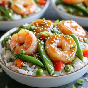 - 1 pound large shrimp, peeled and deveined - 2 cups cooked jasmine rice, warm - 3 tablespoons soy sauce - 2 tablespoons honey - 1 tablespoon sesame oil - 1 teaspoon fresh ginger, grated - 1 garlic clove, finely minced - 1/2 cup snap peas, trimmed - 1/2 red bell pepper, thinly sliced - 2 green onions, white and green parts chopped separately Sweet soy shrimp rice bowls come together with simple yet delicious ingredients. The shrimp is the star. It brings a sweet and savory taste that pairs perfectly with jasmine rice. The sweet soy sauce adds a unique flavor that makes this dish stand out. - Sesame seeds - Green onions To make your bowls pop, add sesame seeds and chopped green onions. They add a nice crunch and fresh taste. Plus, they make the dish look beautiful. - Sea salt and freshly ground black pepper - Fresh ginger and garlic Fresh ginger and garlic bring bold flavors to the dish. They enhance the sweet soy sauce, making every bite exciting. A sprinkle of sea salt and black pepper ties it all together, balancing the sweetness. When you gather these ingredients, you set the stage for a quick, tasty meal. It’s all about the balance of flavors and textures, which makes this dish a favorite in my kitchen. - In a medium mixing bowl, combine: - 3 tablespoons soy sauce - 2 tablespoons honey - 1 tablespoon sesame oil - 1 teaspoon fresh ginger, grated - 1 garlic clove, finely minced - A sprinkle of sea salt and black pepper - Whisk these ingredients until blended. You want the glaze to be smooth and well mixed. - Heat a large non-stick skillet over medium-high heat. - Once hot, add 1 pound of large shrimp, peeled and deveined. - Sauté the shrimp for 2-3 minutes. Stir occasionally until they turn pink and opaque. - Pour the sweet soy sauce mixture over the shrimp. Toss gently to coat. - Cook for an additional 2 minutes until the shrimp are fully cooked and glossy. - In the same skillet, add: - 1/2 cup snap peas, trimmed - 1/2 red bell pepper, thinly sliced - Sauté these veggies for 1-2 minutes. You want them tender yet still vibrant. This step keeps the colors bright and the flavors fresh. - Sautéing Duration: Cook shrimp for 2-3 minutes until they turn pink. This keeps them tender and juicy. - Avoiding Overcooking: Shrimp cook quickly. If they curl tightly, you have cooked them too long. Aim for a firm texture. - Bowl Presentation Ideas: Use a wide bowl to show off the rice and shrimp. Layer the shrimp and veggies on top of the rice for a colorful look. - Incorporating Lime: Add a lime wedge to each bowl. Squeezing lime over the dish brightens the flavors. - Cleaning the Skillet: Let the skillet cool slightly. Soak it in warm soapy water for easier cleaning. Use a soft sponge to avoid scratches. - Prepping Ahead: Chop veggies and measure sauces before cooking. This makes the cooking process smooth and quick. {{image_4}} You can switch up the shrimp for chicken or tofu. Chicken works well and gives a hearty bite. Use boneless, skinless chicken breasts. Cut them into bite-sized pieces and cook them the same way. Tofu is great for a vegetarian option. Use firm or extra-firm tofu for the best texture. Press it to remove extra water. Then cut it into cubes and sauté until golden. Feel free to add other veggies to the mix. Broccoli, carrots, or bell peppers all taste great. You can even throw in some corn or zucchini. Seasonal ingredients can also enhance your dish. In summer, try fresh tomatoes or peas. In fall, add squash or Brussels sprouts. These swaps keep your meal fresh and exciting. Want more flavor? Chili flakes add a nice kick. Sprinkle them on as you cook for some heat. You can also experiment with different sauces. Try teriyaki or sweet chili sauce for a twist. Each sauce gives the dish a unique taste. Mix and match to find your favorite. To keep your sweet soy shrimp fresh, follow these tips: - Let the shrimp cool to room temperature. - Use airtight containers for storage. - Store in the fridge for up to 3 days. To reheat shrimp without losing flavor, use these methods: - Microwave: Place in a microwave-safe bowl. Heat on medium power for 1-2 minutes. Stir halfway through. - Stovetop: Heat a skillet over medium-low heat. Add shrimp and a splash of water. Cook for 3-4 minutes until warm. You can freeze sweet soy shrimp. Here’s how: - Place cooled shrimp in a freezer bag. - Remove air and seal tightly. - Label with the date and freeze for up to 2 months. To thaw, move shrimp to the fridge overnight. Reheat as mentioned above for best taste. Shrimp cooks quickly. You need about 5 to 7 minutes. Start on medium-high heat. When they turn pink and opaque, they are done. Don’t overcook them. Overcooked shrimp turn tough. Yes, you can use frozen shrimp. Just make sure to thaw them first. Place them in cold water for about 15-20 minutes. This helps them cook evenly. If you use frozen shrimp, adjust cooking time slightly. They might take a minute longer to cook. These rice bowls pair well with many sides. Here are some great options: - Steamed broccoli: Adds color and nutrients. - Cucumber salad: Light and refreshing. - Miso soup: A warm, comforting side. You can also try adding: - Fried egg: A soft yolk brings richness. - Pickled vegetables: They add a nice tang. These suggestions will enhance your meal and make it more exciting! This blog post covered how to make sweet soy shrimp rice bowls. You learned about the main ingredients, how to cook shrimp, and tips for perfect results. I shared variations for proteins and veggies, along with storage tips to keep your meal fresh. Cooking can be fun and rewarding. Experiment with flavors, and don’t hesitate to make it your own. Enjoy the process as much as the dish!
