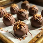 - 1 cup Biscoff cookies, finely crushed - 1/2 cup cream cheese, softened to room temperature - 1/4 cup Biscoff spread (cookie butter) - 1/2 cup powdered sugar - 1 teaspoon pure vanilla extract - 1/2 cup semi-sweet chocolate chips - 1 tablespoon coconut oil (for melting) The main ingredients bring rich, sweet flavors. The Biscoff cookies add a delightful crunch. Cream cheese makes the truffles creamy and smooth. The Biscoff spread deepens the cookie taste. - Additional crushed Biscoff cookies for coating You can roll the truffles in extra crushed cookies. This adds a fun texture and boosts flavor. It also makes them look fancy! - Mixing bowl - Spatula or hands for kneading - Baking sheet - Parchment paper - Microwave-safe bowl for melting chocolate - Fork for dipping Using the right tools makes your work easier and faster. A mixing bowl helps combine all the ingredients smoothly. The spatula or your hands will help you knead well. Parchment paper keeps your truffles from sticking. Start by gathering all your ingredients. You will need Biscoff cookies, cream cheese, Biscoff spread, powdered sugar, and vanilla extract. In a big bowl, combine 1 cup of finely crushed Biscoff cookies, 1/2 cup of softened cream cheese, and 1/4 cup of Biscoff spread. Add 1/2 cup of powdered sugar and 1 teaspoon of vanilla extract. Use a spatula or your hands to mix everything together until smooth. Make sure there are no lumps and the mixture is fully blended. Once your mixture is smooth, it’s time to shape it. Take about a tablespoon of the dough. Roll it into a ball with your hands. Repeat this for the rest of the mixture. Place each ball on a baking sheet lined with parchment paper. You should have about 12 to 15 truffles. Now, pop the baking sheet into the freezer. Let the truffles chill for about 30 minutes. This helps them firm up and makes them easier to coat. While they chill, prepare the chocolate. In a microwave-safe bowl, add 1/2 cup of semi-sweet chocolate chips and 1 tablespoon of coconut oil. Heat in the microwave in 20-second bursts. Stir after each interval until the chocolate is smooth. After the truffles have chilled, take them out of the freezer. Dip each truffle into the melted chocolate. Make sure they are fully coated. Use a fork to lift them out and tap gently to remove any extra chocolate. For a tasty finish, roll each truffle in extra crushed Biscoff cookies right after dipping. Place the coated truffles back on the parchment sheet. Let them sit at room temperature or pop them in the fridge for 15-20 minutes to let the chocolate set. To get the best texture for your Biscoff truffles, aim for a smooth dough. Mix the Biscoff cookies, cream cheese, and other ingredients well. If the dough feels too dry, add a tiny bit more Biscoff spread. If too wet, add a bit more powdered sugar. The right mix makes rolling easy. Melting chocolate can be tricky, but I have a few tips. Use a microwave-safe bowl. Combine the chocolate chips and coconut oil. Heat in 20-second bursts. Stir between each burst until smooth. Avoid overheating, as it can burn the chocolate. A smooth mix coats the truffles perfectly. For a fun presentation, serve your truffles on a colorful plate. You can also place them in a decorative box. Consider garnishing with whole Biscoff cookies or drizzling extra chocolate on top. This adds a nice touch and makes them look fancy. Enjoy sharing these treats with friends and family! {{image_4}} You can make No-Bake Biscoff Truffle Balls even more exciting by adding flavors. Try mixing in chopped nuts like almonds or hazelnuts for a crunchy twist. You can also add spices like cinnamon or nutmeg to enhance the warmth of Biscoff. Want a little zing? Add a pinch of sea salt to balance the sweetness. Each variation can give a new taste to this delicious treat. If you want to make these truffles vegan, it’s easy! Swap the cream cheese with a vegan cream cheese. Use maple syrup instead of powdered sugar for sweetness. You can also choose dairy-free chocolate chips for the coating. These changes keep the flavor but fit a vegan diet perfectly. How you serve the truffles makes a big difference. Arrange them on a pretty plate or in a decorative box. For a fun touch, garnish with whole Biscoff cookies. You can even drizzle some melted chocolate on top for a fancy look. Use colorful cupcake liners for each truffle to make them pop. A great presentation makes these treats even more special! Store your No-Bake Biscoff Truffle Balls in an airtight container. This keeps them fresh and tasty. Place a layer of parchment paper between the truffles to prevent sticking. You can keep them in the fridge or at room temperature. If it's warm, the fridge is best. These truffles last up to one week in the fridge. For longer storage, you can freeze them. Place the truffles in a single layer on a baking sheet. Freeze them for about an hour, then transfer them to a freezer-safe bag. They can stay frozen for up to three months. Remember to label the bag with the date. You don't need to reheat No-Bake Biscoff Truffle Balls. If they feel a bit soft, just chill them in the fridge for 15 minutes. This firms them up. For the best taste, enjoy them straight from the fridge. Yes, you can! Feel free to use any crunchy cookie you enjoy. Oreos or ginger snaps work well. Just make sure to adjust the spread type if needed. Each cookie will give a different taste. Experiment to find your favorite! These truffles last about one week in the fridge. If you freeze them, they can last up to three months. Just store them in an airtight container. This keeps them fresh and tasty for longer. Absolutely! You can make these truffles a day or two ahead. Just chill them in the fridge until you are ready to serve. They taste great when made in advance, as the flavors blend more over time. You can make delightful No-Bake Biscoff Truffle Balls with simple steps. We covered the key ingredients and tools, plus ways to mix, form, and chill the truffles. You can customize flavors and make dietary changes, too. Storing them is easy, and we answered common questions. Enjoy these sweet bites with friends or family. Experiment and have fun creating your perfect treat!