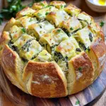 - 1 large round sourdough loaf - 1 cup frozen spinach, thawed and moisture squeezed out - 1 can (14 oz) artichoke hearts, drained and chopped - 1 cup cream cheese, softened - 1 cup shredded mozzarella cheese - 1/2 cup finely grated Parmesan cheese - 2 cloves garlic, minced - 1/2 teaspoon crushed red pepper flakes (optional) - Salt and black pepper to taste - 2 tablespoons olive oil - Fresh parsley for garnish Gathering the right ingredients is the first step to making cheesy spinach artichoke pull-apart bread. Each ingredient plays a key role in making this dish rich and tasty. Start with a large round sourdough loaf. Its crust holds the filling well. Choose fresh spinach. If frozen, make sure it is fully thawed. Squeeze out any extra moisture. This keeps the bread from getting soggy. You'll need artichoke hearts. They should be drained and chopped. This adds flavor and texture. Cream cheese makes the filling creamy. Mozzarella and Parmesan provide that cheesy goodness. Do not forget the garlic! It adds a punch of flavor. If you like some heat, add crushed red pepper flakes. Season with salt and black pepper to your taste. Finally, olive oil gives the bread a lovely, crispy crust. For a pop of color, keep fresh parsley on hand. It brightens up the dish and makes it look beautiful. With all these ingredients, you are ready to create a delicious pull-apart bread that your friends and family will love! Start by preheating your oven to 375°F (190°C). This ensures your bread bakes evenly and gets that perfect crust. In a medium bowl, mix the following: - 1 cup cream cheese, softened - 1 cup shredded mozzarella cheese - 1/2 cup finely grated Parmesan cheese - 2 cloves garlic, minced - 1 cup thawed spinach, with moisture squeezed out - 1 can (14 oz) artichoke hearts, drained and chopped - 1/2 teaspoon crushed red pepper flakes (optional) - Salt and black pepper to taste Blend these until smooth. This creamy filling packs a ton of flavor. Take a serrated knife and carefully cut the sourdough loaf. Make cuts about 1 inch apart. Cut deep, but don’t cut all the way through. This keeps the loaf intact and creates pockets for the filling. Gently pull apart the squares of bread to form openings. Use a spoon to fill each pocket with your cheesy mixture. Make sure to distribute it evenly so every bite is full of flavor. Brush the outside of the loaf with 2 tablespoons of olive oil. This helps form a crispy crust. Wrap the loaf tightly in aluminum foil and place it on a baking sheet. Bake for 25 minutes. Then, remove the foil and bake for another 10-15 minutes. Look for bubbly cheese and a golden crust. - Remove from Oven and Cool After baking, let the loaf cool for a few minutes. Before serving, sprinkle freshly chopped parsley on top for a fresh touch. To keep your bread crisp, start by removing excess moisture from the spinach. After thawing, squeeze the spinach well. This step is key. If there is too much water, your bread can get soggy. Also, brush the outside of the loaf with olive oil. This helps create a crunchy crust during baking. Finally, serve the bread right after baking for the best texture. Serve this cheesy bread warm and fresh from the oven. Place it on a rustic wooden board for a nice touch. For a fun twist, offer small plates so guests can pull apart their pieces. You can also pair it with a light salad or some fresh veggies. This makes for a balanced meal and adds freshness to the dish. You can mix up the cheeses in this recipe. Try using gouda or cheddar instead of mozzarella. For a richer flavor, add some cream cheese. If you want a stronger taste, consider using feta or blue cheese. Just keep the total amount of cheese about the same. This way, your pull-apart bread stays creamy and delicious. {{image_4}} Want some heat? Add crushed red pepper flakes to your filling. This gives a nice kick. You can also use spicy cheese. Pepper jack cheese works great here. It melts well and adds flavor. To make this dish vegan, swap out the cream cheese and cheeses for plant-based versions. There are many great vegan cream cheeses now. Use a mix of nutritional yeast for a cheesy taste. This keeps the rich flavor without dairy. While sourdough is perfect, you can try other breads too. French bread or ciabatta are great options. They will soak up the creamy filling well. Just make sure they are sturdy enough to hold the filling without falling apart. To keep your cheesy spinach artichoke pull-apart bread fresh, store it properly. First, let the bread cool completely. Then, wrap it tightly in plastic wrap or aluminum foil. If you have a large piece, cut it in half for easier storage. Place it in an airtight container to prevent drying. Store it in the fridge for up to three days. When you want to enjoy your leftovers, reheating is easy. Preheat your oven to 350°F (175°C). Unwrap the bread and place it on a baking sheet. Cover it loosely with aluminum foil to keep it moist. Heat for about 15-20 minutes, or until it is warm and the cheese is melty. You can also microwave individual pieces for a quick snack. Just heat for 30 seconds to one minute. If you want to save some for later, freezing works well. Wrap the cooled bread tightly in plastic wrap and then in foil. This double layer helps protect it from freezer burn. Label the package with the date and store it in the freezer for up to two months. When ready to eat, thaw in the fridge overnight. Reheat as mentioned above for the best taste. Yes, you can prep this dish ahead. Make the filling and stuff the bread. Wrap it tightly in foil and keep it in the fridge. When you’re ready, just bake it as directed. This saves time for your gathering. This bread pairs well with many dishes. Try serving it with a fresh salad or a bowl of soup. You can also add a cheese platter with olives and crackers. It’s great for sharing at parties. To make this bread gluten-free, swap the sourdough loaf for a gluten-free bread. There are many brands available. Ensure that all other ingredients are also gluten-free. This way, everyone can enjoy this cheesy delight. The best cheeses for this dish are mozzarella and Parmesan. They melt well and add great flavor. You can mix in other cheeses like cheddar or gouda for a unique twist. Experiment with what you like! This post detailed how to make Cheesy Spinach Artichoke Pull-Apart Bread. We covered the key ingredients and provided step-by-step instructions. You now have tips to prevent soggy bread and ideas for variations. Plus, you learned storage ways for leftovers. This recipe is simple and tasty. Enjoy making it for your friends and family!