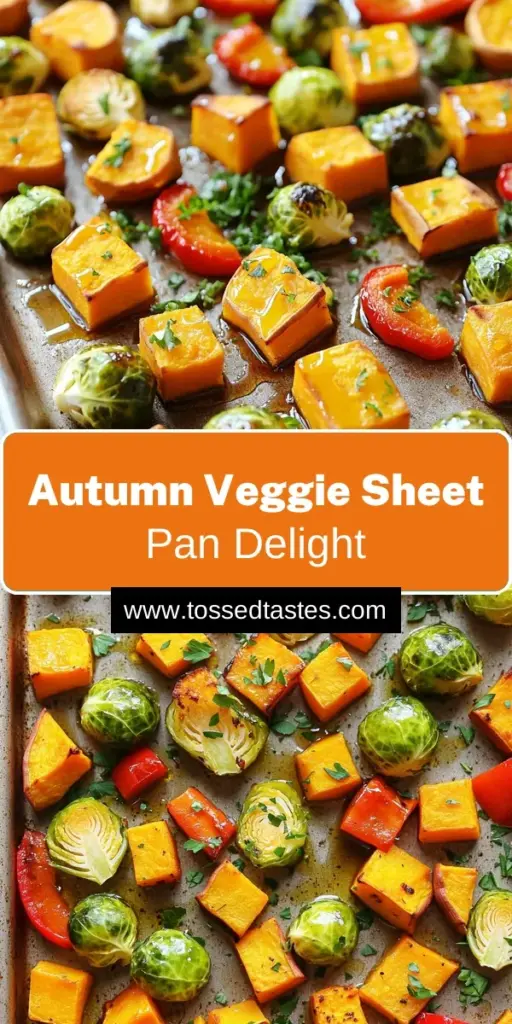 Discover the ultimate way to enjoy the flavors of fall with this Autumn Harvest Sheet Pan Veggies recipe! Featuring sweet potatoes, butternut squash, Brussels sprouts, and more, this healthy dish is easy to prepare and full of vibrant colors. Simply toss the veggies with a delicious maple and spice blend, then roast to perfection. Click through to explore the full recipe and elevate your autumn meals with this deliciously simple dish!