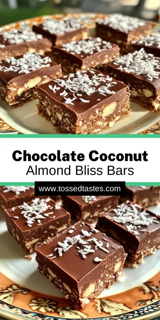 Indulge in the deliciousness of No-Bake Chocolate Coconut Almond Bars! These easy-to-make bars combine almonds, dates, and chocolate for a heavenly treat without turning on the oven. Perfect for snacking or dessert, they’re both nutritious and satisfying. With just a few simple ingredients and a quick prep time, you can enjoy a guilt-free sweet that delights any palate. Click through to explore the full recipe and experience this delightful treat today!