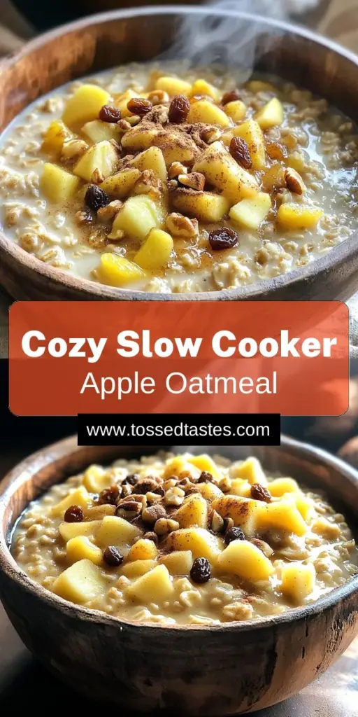 Start your mornings right with this delicious slow cooker apple cinnamon oatmeal! Made with wholesome ingredients like rolled oats, almond milk, and fresh apples, this comforting recipe is perfect for busy days. It's easy to prepare and cooks overnight, so you can wake up to a warm, creamy breakfast. Click through for the full recipe and tips on how to customize it with your favorite toppings! You won't want to miss this healthful start to your day.