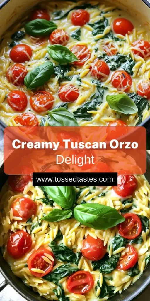 Indulge in the rich flavors of One-Pot Creamy Tuscan Orzo, a deliciously easy recipe perfect for busy weeknights! With tender orzo pasta, sun-kissed cherry tomatoes, fresh spinach, and a creamy sauce, this dish comes together in just 20 minutes. Ready to discover your new favorite meal? Click through to explore the full recipe and bring a taste of Tuscany to your kitchen tonight!