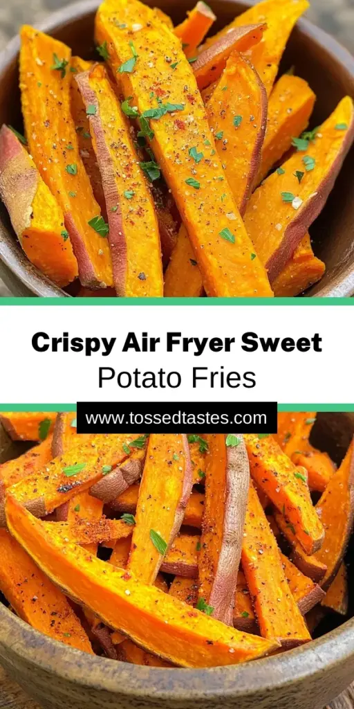 Satisfy your cravings with these Crispy Air Fryer Sweet Potato Fries! Made with just a few simple ingredients, these fries are perfectly seasoned for a deliciously crispy bite. Learn how soaking the sweet potatoes makes all the difference and discover easy cooking tips for the air fryer. Click through to explore this mouthwatering recipe and elevate your snack game with a healthy twist! Don't miss out on the perfect side dish or appetizer!