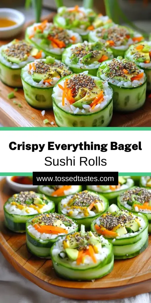 Looking to impress with a fresh twist on sushi? Try these Everything Bagel Cucumber Sushi Rolls! Featuring crunchy cucumbers filled with creamy avocado, sushi rice, and a sprinkle of everything bagel seasoning, this easy recipe is perfect for parties or snacks. In just 20 minutes, you can create a delicious and vibrant dish that everyone will love. Click through for the full recipe and bring this fun twist to your kitchen!