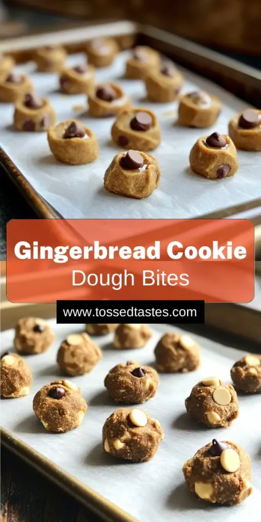 Satisfy your sweet tooth with these easy no-bake gingerbread cookie dough bites! Made with almond and coconut flour, pure maple syrup, and a blend of warm spices, these treats are perfect for the holiday season. Enjoy them chilled or at room temperature, and get creative with festive presentations. Click through for this simple recipe and take a bite out of holiday joy today!