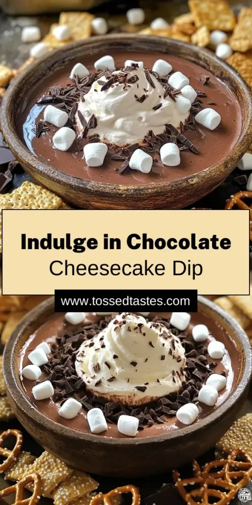 Indulge in a sweet treat with this Decadent Hot Chocolate Cheesecake Dip! This creamy, chocolatey dip combines rich cream cheese, a hint of vanilla, and fluffy marshmallow for the ultimate dessert experience. Perfect for gatherings, serve it with graham crackers, pretzels, or fruits. Ready in just 15 minutes, it's a crowd-pleaser that will have everyone coming back for more! Click to explore this delicious recipe and elevate your dessert game!