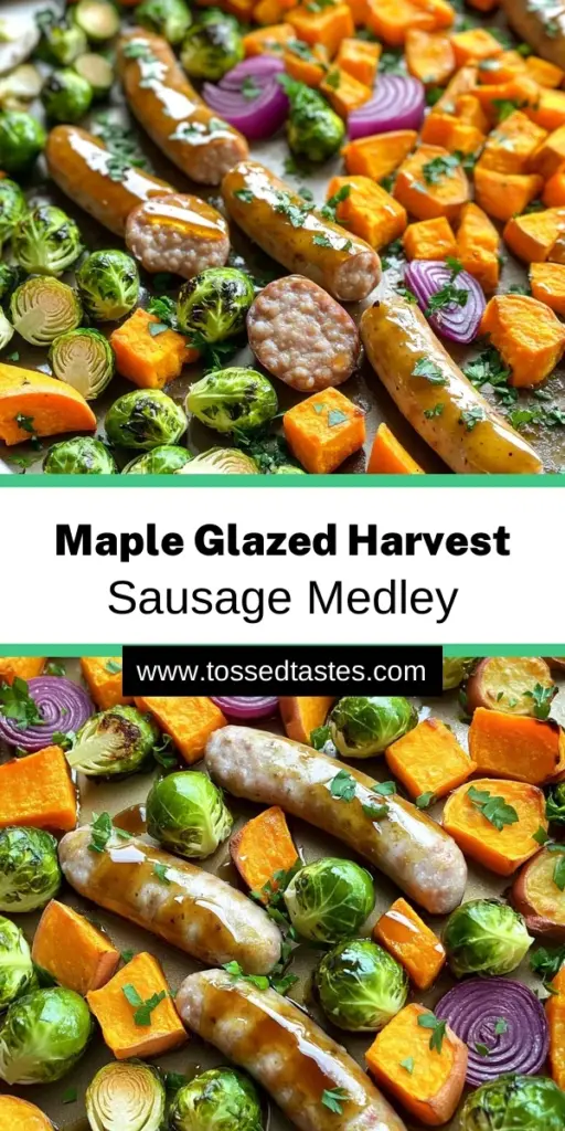 Savor the flavors of fall with this Maple Glazed Autumn Harvest Sausage & Veggies recipe! Perfectly roasted chicken or turkey sausage combined with seasonal veggies like Brussels sprouts, sweet potatoes, and carrots, all drizzled with a luscious maple syrup glaze. This dish is not only delicious but easy to prepare, making it a fantastic weeknight dinner. Click through to discover step-by-step instructions and elevate your autumn meals!