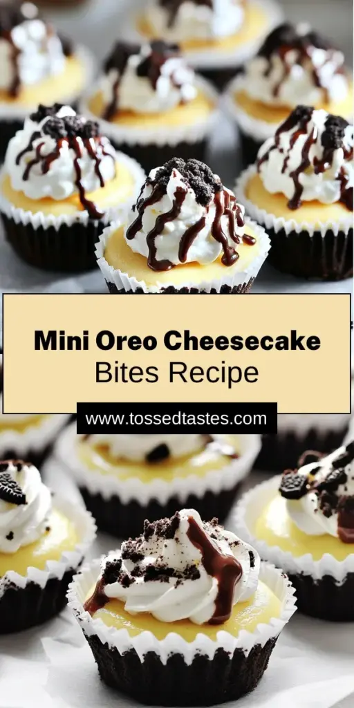 Indulge in the ultimate dessert with these Mini Oreo Cheesecake Bites! Perfectly rich and creamy, these bite-sized treats are made with a delicious Oreo crust, smooth cream cheese filling, and a light whipped cream topping. Easy to make and sure to impress, they’re perfect for any occasion. Click through to discover the full recipe and bring these delightful mini cheesecakes to your next gathering!