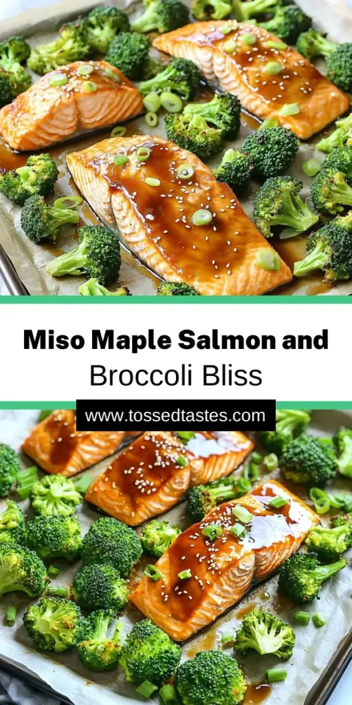 Discover the deliciousness of Sheet-Pan Miso Maple Salmon & Broccoli! This easy recipe combines tender salmon fillets and vibrant broccoli, all coated in a mouthwatering miso maple marinade. Perfect for a quick weeknight dinner, it's packed with flavor and takes just 25 minutes to make. Don't miss out on this healthy dish that will impress your family and friends. Click through for the full recipe and bring this tasty meal to your table!