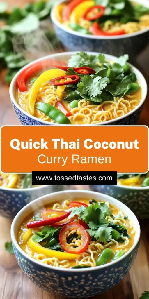 Indulge in this delicious Minute Thai Coconut Curry Ramen, a perfect blend of creamy coconut milk, fresh veggies, and aromatic spices. Whip up this quick meal in just 15 minutes using instant ramen noodles, ensuring you savor every bite. This recipe is ideal for busy weeknights or a cozy dinner. Dive into the rich flavors and vibrant colors, and don’t forget to garnish with fresh cilantro! Click to explore the full recipe now!