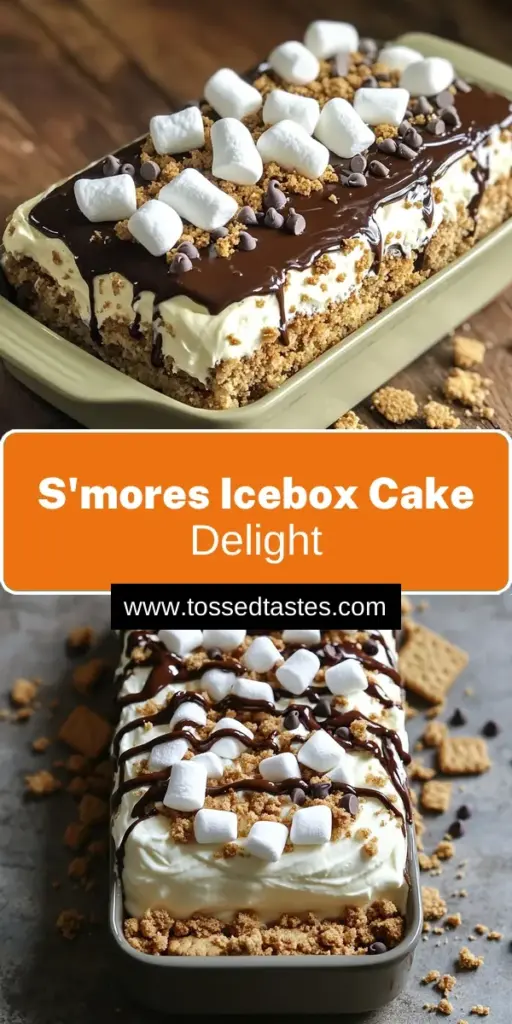 Indulge in this delicious No-Bake S'mores Icebox Cake that combines creamy whipped topping, chocolate ganache, and crunchy graham crackers for the ultimate dessert experience! Perfect for any gathering, this simple recipe will have your friends and family coming back for seconds. Follow our easy steps and get ready to chill your way to dessert perfection. Click to discover the full recipe and impress everyone with this sweet treat!