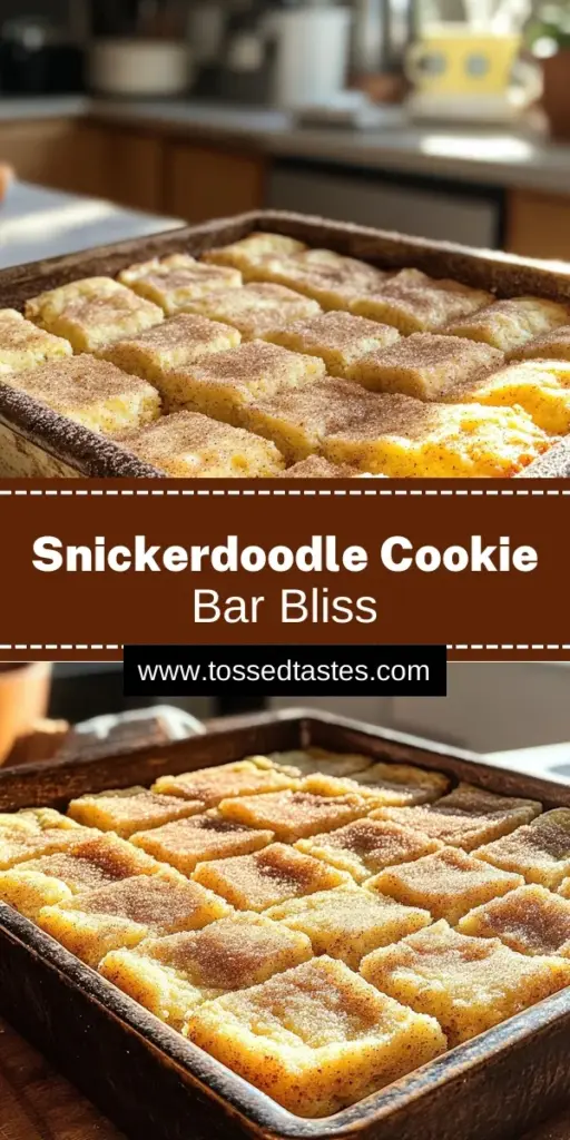 Indulge in these irresistible Snickerdoodle Cookie Bars that blend warm cinnamon flavors with a soft, chewy texture. Perfect for satisfying your sweet tooth, these easy-to-make bars are a crowd-pleaser for any occasion! With simple ingredients and a quick baking time, you'll have a delicious treat ready in just 40 minutes. Click through to explore the full recipe and add a delightful twist to your dessert lineup!