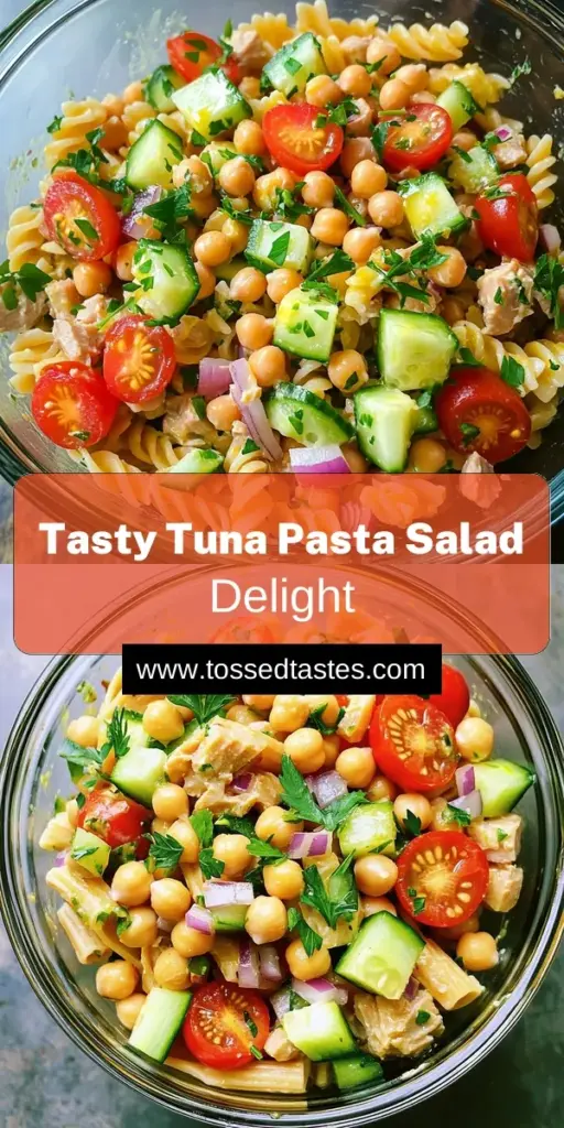 Looking for a delicious and nutritious meal? Try this Flavorful Protein-Rich Tuna Pasta Salad! Packed with whole wheat pasta, tuna, chickpeas, and fresh veggies, this salad is perfect for a quick lunch or a light dinner. With just 10 minutes of prep time, you can whip up a vibrant dish that not only delights your taste buds but also fuels your body. Click through now to explore the full recipe and discover how easy it is to make!