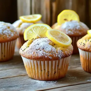 - 1 &frac12; cups all-purpose flour - 1 teaspoon baking powder - &frac12; teaspoon baking soda - &frac14; teaspoon salt - &frac12; cup granulated sugar - 1 tablespoon poppy seeds - Zest of 1 large lemon - &frac12; cup plain Greek yogurt - &frac14; cup unsalted butter, melted and cooled to room temperature - 2 large eggs, at room temperature - 1 teaspoon vanilla extract - 2 tablespoons freshly squeezed lemon juice - 2 tablespoons milk For these bakery-style lemon poppy seed muffins, gather the ingredients first. The all-purpose flour gives structure. Baking powder and baking soda help them rise. Salt enhances the flavors. Granulated sugar adds sweetness. Poppy seeds bring a nice crunch. Lemon zest gives a fresh and bright taste. Greek yogurt keeps the muffins moist and fluffy. Unsalted butter adds richness. Room temperature eggs help the batter mix smoothly. Vanilla extract adds warmth. Fresh lemon juice brightens the flavor. Finally, milk gives a lovely texture. These simple ingredients come together to create a delightful treat. You can enjoy these muffins for breakfast or a snack. The fresh lemon flavor will brighten your day. Start by preheating your oven to 375&deg;F (190&deg;C). This step warms the oven for even baking. While the oven heats, line a standard muffin tin with paper liners. This helps the muffins release easily after baking. In a medium mixing bowl, add the following dry ingredients: - 1 &frac12; cups all-purpose flour - 1 teaspoon baking powder - &frac12; teaspoon baking soda - &frac14; teaspoon salt - &frac12; cup granulated sugar - 1 tablespoon poppy seeds - Zest of 1 large lemon Whisk these dry ingredients well. Mixing them thoroughly ensures all flavors blend nicely. In another large bowl, combine: - &frac12; cup plain Greek yogurt - &frac14; cup unsalted butter, melted and cooled - 2 large eggs, at room temperature - 1 teaspoon vanilla extract - 2 tablespoons freshly squeezed lemon juice - 2 tablespoons milk Use a spatula or whisk to mix these wet ingredients. Aim for a smooth and creamy texture. Gently fold the dry mixture into the wet mixture. Use a spatula and be careful not to overmix. A few lumps are okay. Next, fill each muffin cup about &frac34; full. This gives the muffins room to rise as they bake. Place the muffin tin in the preheated oven. Bake for 18-20 minutes. To check if they are done, insert a toothpick into the center of a muffin. It should come out clean if they are ready. Once baked, remove the muffin tin from the oven. Let the muffins cool in the pan for 5 minutes. Afterward, carefully transfer them to a wire rack. This allows them to cool completely while filling your kitchen with a lovely aroma. - Avoid overmixing for fluffy muffins. When mixing your batter, blend just until you see no dry flour. Small lumps are okay. This keeps the muffins light and airy. - Proper filling of muffin cups. Fill each muffin cup about &frac34; full. This gives the muffins room to rise without spilling over. - Dusting with powdered sugar. After cooling, sprinkle a light layer of powdered sugar on top. This adds a sweet touch and looks lovely. - Garnishing with lemon slices. Add a small slice of lemon on each muffin. This brightens the look and adds a fresh scent. {{image_4}} You can mix in blueberries or raspberries for extra flavor. These fruits give the muffins a burst of sweetness. Just fold in about a cup of fresh or frozen berries into the batter. This adds color and taste. Another great option is to use almond extract instead of vanilla. Almond extract has a strong flavor. Just use half the amount you would use for vanilla. It gives a unique twist to the lemon poppy seed muffins. If you want a healthier muffin, try Greek yogurt alternatives. You can use unsweetened applesauce or silken tofu. Both add moisture and cut fat while keeping the texture light. You can also swap in whole wheat flour for all-purpose flour. Whole wheat flour adds fiber and nutrients. Just use a bit less since it absorbs more liquid. This change makes the muffins heartier and more filling. To keep your lemon poppy seed muffins fresh, store them in an airtight container. This helps keep them moist and soft. Place the muffins at room temperature for up to three days. If you want to store them for longer, freezing is a great option. For freezing, wrap each muffin in plastic wrap. Then, place them in a freezer bag or container. Be sure to remove as much air as possible. You can freeze them for up to three months. When you're ready to enjoy them, simply thaw them overnight in the fridge. To reheat your muffins, preheat your oven to 350&deg;F (175&deg;C). Place the muffins on a baking sheet. Warm them for about 5 to 10 minutes. This will help restore their softness and flavor. If you're in a hurry, you can use the microwave. Heat each muffin for 15 to 20 seconds. Check to see if they are warm enough. Enjoy your freshly warmed muffins! You can use dairy-free yogurt instead of Greek yogurt. Look for a plant-based option, like almond or coconut yogurt. For butter, try coconut oil or a dairy-free spread. This keeps the texture creamy without dairy. Yes, you can use sugar substitutes. Options like stevia or monk fruit sweetener work well. Just check the package for conversion ratios. Some substitutes can make the muffins too dry, so adjust liquids if needed. If you don't have poppy seeds, you can use chia seeds or flaxseeds. These seeds offer a similar crunch and are healthy. For a different flavor, try slivered almonds or sunflower seeds. They add a nice texture too. These muffins can last up to five days at room temperature. Keep them in an airtight container to stay fresh. For longer storage, freeze them for up to three months. Just thaw them when you are ready to eat. Yes, using room temperature ingredients helps the muffins mix better. It leads to a smoother batter and lighter muffins. Take eggs, yogurt, and butter out of the fridge an hour before baking for best results. These lemon poppy seed muffins are simple to make and delicious. We covered ingredients, step-by-step instructions, and helpful tips. You can add fruits or make substitutions for healthier options. Proper storage will keep them fresh longer. Baking is fun and rewarding. Try out these tips for the best results. Enjoy your tasty muffins today or share them with friends!