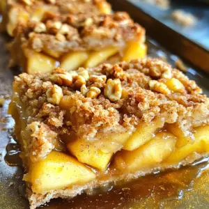 To make tasty baked apple crumble breakfast bars, you will need: - 2 large apples, peeled and diced - 1 cup rolled oats - 1 cup all-purpose flour - 1/2 cup brown sugar - 1/2 cup unsalted butter, melted - 1/4 cup honey or maple syrup - 1 teaspoon ground cinnamon - 1/2 teaspoon ground nutmeg - 1/2 teaspoon vanilla extract - 1/4 teaspoon salt - 1/2 cup chopped nuts (walnuts or pecans) - Optional: 1/4 cup raisins or dried cranberries These ingredients create a balanced mix of flavors and textures. The apples give natural sweetness, while oats add heartiness. Feel free to change up the recipe with these fun options: - Add 1/4 cup of raisins or dried cranberries for extra sweetness. - Swap out nuts for seeds like pumpkin or sunflower seeds. - Use different sweeteners like agave syrup or brown rice syrup. These changes let you make the bars your own. You can try different fruits or nuts too. Boost the nutrition of your bars with these ideas: - Add a scoop of protein powder to the oat mixture. - Sprinkle in some chia seeds for added fiber. - Mix in a spoonful of nut butter for healthy fats. These additions enhance the health benefits and make the bars more filling. You can enjoy them as a quick breakfast or snack. To start, preheat your oven to 350°F (175°C). Grab an 8x8 inch baking pan and line it with parchment paper. Leave some paper hanging over the sides. This will help you lift the bars out later. Next, peel and dice the apples. Toss the diced apples in a medium bowl with 1 tablespoon of ground cinnamon. Let them sit for a few minutes, allowing the apples to soak up the flavor. In a large bowl, mix together the rolled oats, all-purpose flour, brown sugar, melted butter, honey (or maple syrup), vanilla extract, and salt. Stir until everything is well combined. Set aside 1/2 cup of this mixture. This will be your topping. Now, take the remaining mixture and press it firmly into the bottom of the lined baking pan. Make sure it's even and packed down well. Next, spoon the cinnamon-spiced apples over this oat base. Spread them out evenly so every bite has apple flavor. Now, sprinkle the reserved crumble mixture over the apples. For some extra crunch, add the chopped nuts and optional raisins or dried cranberries on top. Place the pan in your preheated oven. Bake for 25-30 minutes. You’ll know it’s done when the topping turns golden brown and the apples feel soft. After baking, let the bars cool in the pan for at least 10 minutes. Use the parchment paper to lift the whole slab out. Allow it to cool completely on a wire rack before slicing into rectangular bars. You can switch ingredients to fit your taste. For example, if you don’t have apples, try pears or peaches. Use almond flour instead of all-purpose flour for a nutty twist. If you're vegan, replace butter with coconut oil and honey with maple syrup. This will still give you great flavor and texture. For a perfect crumble, mix your ingredients well but don’t over-mix. You want some chunks in the mixture. Use cold butter to help keep the crumble firm. If you like it crunchy, add more chopped nuts or oats to the topping. Just remember to keep an eye on it while baking to avoid burning. These bars taste great warm. You can serve them with creamy Greek yogurt on top. A drizzle of honey makes them even sweeter. Enjoy them with coffee or tea for a lovely breakfast. For a fun twist, add a scoop of vanilla ice cream for dessert! {{image_4}} You can change the flavor of your baked apple crumble bars by adding spices or fruits. Here are some ideas: - Add more spices: Try using ginger or cloves for a warm flavor. - Mix in fruits: Pears, blueberries, or peaches can work well with apples. - Use flavored extracts: Swap vanilla for almond extract for a nutty twist. Make these bars fit your diet easily. Here are some ways to adjust them: - Gluten-free: Use gluten-free oats and flour. - Vegan: Replace butter with coconut oil and honey with agave syrup. - Nut-free: Omit nuts or use seeds like pumpkin or sunflower seeds. You can make smaller bites of these bars for easy snacking. Here are some ideas: - Muffin tins: Use a muffin tin to create individual servings. - Bite-sized bars: Cut the baked mixture into small squares for grab-and-go snacks. - Mini loaf pans: Bake in mini loaf pans for a fun twist on presentation. After you make these baked apple crumble breakfast bars, you might have some left. Store them in an airtight container at room temperature. They will stay fresh for about three days. If you want to keep them longer, the fridge is a good choice. They will last up to a week in the fridge. Make sure to let them cool completely before storing. Freezing these bars is a smart way to save them. First, cut the bars into squares. Wrap each square in plastic wrap. Then, place them in a freezer bag. They can stay frozen for up to three months. When you want to enjoy one, just take it out and let it thaw in the fridge overnight. Reheating these bars is easy. You can use the microwave or the oven. For the microwave, place a bar on a plate and heat for about 15-20 seconds. If you prefer the oven, preheat it to 350°F (175°C). Place the bar on a baking sheet and heat for about 10 minutes. This will make them warm and slightly crispy again. Enjoy them with yogurt or honey for a tasty treat! Baked apple crumble bars last about four to five days. Store them in an airtight container. Keep them in the fridge to keep them fresh longer. You can also wrap them in plastic wrap for added protection. Yes, you can use different types of apples. Sweet apples like Fuji or Gala work great. Tart apples like Granny Smith add a nice balance. Mixing different apples gives more flavor and texture. Just make sure to peel and dice them first. You can serve baked apple crumble bars with a dollop of Greek yogurt. A drizzle of honey adds extra sweetness. They pair well with coffee or tea, too. For a fun twist, try adding some fresh fruit on the side. This blog post covered everything you need to make apple crumble breakfast bars. We explored the ingredients and how to customize your bars for extra flavor and nutrition. I provided step-by-step instructions to prepare and bake your dish, ensuring you achieve the perfect crumble texture. The tips and tricks will help you adapt the recipe to suit your needs. Whether you want to store leftovers or make mini versions, you now have all the info. Enjoy creating delicious bars that fit your taste and lifestyle!