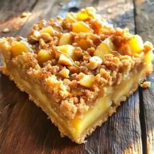 - 3 ripe pears, peeled and diced - 1 teaspoon ground cinnamon - 1/2 teaspoon ground nutmeg - 1/4 teaspoon ground ginger - 1 tablespoon fresh lemon juice - 1 cup rolled oats - 1 cup all-purpose flour - 1/2 cup packed brown sugar - 1/4 cup granulated sugar - 1/2 teaspoon baking powder - 1/2 cup unsalted butter, melted - A pinch of salt - 1/2 cup chopped walnuts (optional) These ingredients fit well for a tasty treat. You can swap pears for apples or peaches. Use coconut oil in place of butter for a dairy-free option. If you want gluten-free bars, try almond flour instead of all-purpose flour. Adjust the sugar to fit your taste. Less sugar makes it less sweet, and more sugar makes it sweeter. Pears bring fiber and vitamins C and K, helping with digestion. Cinnamon adds flavor and may lower blood sugar. Nutmeg and ginger can help with tummy aches and promote good health. Oats provide energy and keep you full. Walnuts are great for heart health and give a nice crunch. This mix is not just tasty; it's also good for you! Start by peeling and dicing 3 ripe pears. Use a sharp knife for easy cutting. Place the diced pears in a medium bowl. Add 1 teaspoon of ground cinnamon, 1/2 teaspoon of ground nutmeg, and 1/4 teaspoon of ground ginger. Then, drizzle in 1 tablespoon of fresh lemon juice. Toss the pears gently until they are well coated. This step brings out the flavors and makes the pears taste amazing. In a large bowl, combine 1 cup of rolled oats, 1 cup of all-purpose flour, and 1/2 cup of packed brown sugar. Add 1/4 cup of granulated sugar, 1/2 teaspoon of baking powder, and a pinch of salt. Mix these dry ingredients well. Next, pour in 1/2 cup of melted unsalted butter. Stir until the mixture looks crumbly. If you like, fold in 1/2 cup of chopped walnuts for a tasty crunch. Take about 1 cup of the crumble mixture and set it aside. Press the remaining mixture firmly into the bottom of an 8x8 inch baking pan lined with parchment paper. Make sure it is even and compact. Now, evenly spread the spiced pear mixture over the pressed crumble layer. Distribute the pears nicely so every bite is full of flavor. Finally, sprinkle the reserved crumble mixture on top of the pears, covering them well. Preheat your oven to 350°F (175°C). Bake the bars for 35-40 minutes. Look for a golden brown topping and bubbly pears around the edges. Once baked, take the pan out of the oven. Let it cool for at least 30 minutes. Use the parchment overhang to lift the bars out. Transfer them to a wire rack to cool completely. After cooling, slice the bars into squares or rectangles. Enjoy the warm, spiced goodness! To get the right texture for your Spiced Pear Crumble Bars, focus on your crumble mix. Make sure the butter is melted but not hot. Mix it gently with the dry ingredients to avoid overworking the dough. You want a crumbly feel, not a paste. If you like crunch, add walnuts to the mixture. They're not just tasty; they add a nice bite. If you have leftovers, store them in an airtight container. They will stay fresh for about three days at room temperature. If you want to keep them longer, freeze them. Wrap each bar in plastic wrap and put them in a freezer bag. They can last up to three months in the freezer. Just thaw them in the fridge when you're ready to enjoy again. These bars are great warm or cold. Serve them with a scoop of vanilla ice cream for a tasty treat. You can also drizzle honey or maple syrup on top for extra sweetness. For a fun twist, pair the bars with a dollop of whipped cream. They make a lovely dessert or snack for any occasion. {{image_4}} You can switch out pears for other fruits. Apples, peaches, or berries work well. Each fruit brings its own taste. For example, apples add a crisp bite. Berries give a juicy burst. Just remember to adjust the spices to match the fruit’s flavor. For apples, add more cinnamon. For berries, a hint of lemon zest brightens the taste. If you need gluten-free bars, swap the all-purpose flour. Use almond flour or gluten-free flour blend. For a vegan option, replace the butter with coconut oil or vegan butter. Use maple syrup instead of granulated sugar for sweetness. These changes keep the bars tasty while meeting dietary needs. You can play with spices to enhance flavors. Try adding cardamom or allspice for warmth. A splash of vanilla extract can deepen the taste. For a nutty crunch, add sliced almonds or pecans. Experimenting with flavors turns the bars into your own creation. Always taste as you go to find your favorite mix! After you bake your spiced pear crumble bars, let them cool. Place them in an airtight container. Store them at room temperature for up to three days. If you want to keep them longer, the fridge is a good option. Just make sure they are covered well to keep them fresh. To freeze the bars, first, let them cool completely. Cut them into squares. Wrap each square in plastic wrap. Then, place the wrapped bars in a freezer bag. They can last up to three months in the freezer. When you are ready to eat them, just thaw them in the fridge overnight. To reheat your bars, preheat the oven to 350°F (175°C). Place the bars on a baking sheet. Heat them for about 10 minutes, or until warm. If you prefer, you can use the microwave. Just heat them for 15-20 seconds. Enjoy the warm, spiced goodness again! To make your crumble bars crunchier, add more oats. You can also mix in some chopped nuts. Walnuts or almonds work great. Bake them a bit longer, keeping an eye on the color. A golden brown topping means a crunchier texture. Yes, you can make these bars ahead of time. Bake them and let them cool completely. Then, store them in an airtight container. They stay fresh for about three days at room temperature. You can also freeze them for up to three months. Just thaw them in the fridge when ready to enjoy. You can mix in other spices like cardamom or allspice. A hint of clove can add warmth, too. Just be careful not to add too much. A little goes a long way. Experiment to find your favorite spice blend! The bars are done when the topping is golden brown. Look for bubbling around the edges as well. If your kitchen smells amazing, that’s a good sign! Let them cool before cutting. This helps set the bars for easier slicing. To wrap up, making Spiced Pear Crumble Bars is fun and easy. We covered ingredients, from preparing pears to baking tips. You can add your favorite fruits or go gluten-free if you like. Remember to store leftovers properly for future treats. With the right techniques and flavors, your bars will impress everyone. Enjoy creating this tasty dessert and make it your own!
