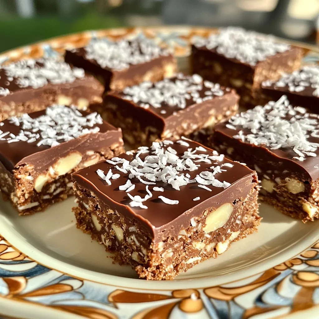 No-Bake Chocolate Coconut Almond Bars Delightful Treat