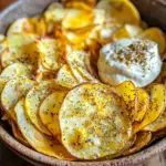 - 2 everything bagels - 2 tablespoons extra virgin olive oil - 1 teaspoon garlic powder - 1 teaspoon onion powder - 1/2 teaspoon flaky sea salt - 1/2 teaspoon freshly ground black pepper - 1 tablespoon everything bagel seasoning (optional) - Air fryer - Mixing bowl - Slicing knife When making Air Fryer Everything Bagel Chips, you need a few key items. First, pick up two everything bagels. The flavor in these bagels makes your chips stand out. You will also need extra virgin olive oil, garlic powder, and onion powder. These add depth to your chips, making them more tasty. For seasoning, flaky sea salt and freshly ground black pepper are must-haves. They help balance the other flavors. If you want more flavor, consider adding everything bagel seasoning. It’s optional but can enhance the taste even more. Lastly, gather your tools. An air fryer is essential for that perfect crunch. You will need a mixing bowl to combine your bagel pieces and seasonings. A slicing knife is important for cutting the bagels into thin chips. With these ingredients and tools ready, you’re all set to create a crunchy snack delight! To start, you need to slice your bagels. You can choose to cut them straight across for a classic look. Alternatively, slicing at a slight angle gives them a fun twist. Aim for a thickness of about 1/4 inch. This thickness ensures they turn out crispy and crunchy. If you cut them too thick, they may not crisp up well. Next, you’ll want to season your bagel slices. In a large mixing bowl, add your sliced bagels. Pour in 2 tablespoons of extra virgin olive oil. This oil helps the seasoning stick. Then, add 1 teaspoon of garlic powder and 1 teaspoon of onion powder for flavor. Sprinkle in 1/2 teaspoon of flaky sea salt and 1/2 teaspoon of freshly ground black pepper. If you like, you can also add 1 tablespoon of everything bagel seasoning for extra taste. Toss the bagels gently but thoroughly. Make sure every slice is well-coated. This step is key for an even flavor. Now, it’s time to preheat your air fryer. Set it to 350°F (175°C) and let it warm up for 3-5 minutes. Once preheated, arrange the bagel slices in a single layer in the air fryer basket. Avoid overcrowding them. If you have many slices, cook them in batches. This will help them crisp up nicely. Air fry the bagel chips for 8-10 minutes. Remember to shake the basket halfway through cooking. This action promotes even browning. Once done, the chips should be golden brown and crunchy. After cooking, remove the chips and let them cool on a wire rack. Cooling is important for maintaining that delightful crunch. If you still have more bagel slices, repeat the process until all your chips are ready. To get those bagel chips nice and crunchy, don't overcrowd the air fryer basket. If you stuff it too full, the chips won’t cook evenly. Instead, arrange them in a single layer. If you have many chips, cook them in batches. This way, hot air can flow freely around each chip. Shaking the basket during cooking is key. At the halfway mark, give it a good shake. This helps the chips brown evenly and prevents any from getting soggy. Trust me; it makes a big difference! Cooling your bagel chips on a wire rack is vital. This step allows air to flow around the chips, keeping them crisp. If you let them sit on a plate, steam can build up, and they might get soft. To preserve that delightful crunch, avoid stacking the chips right after cooking. Give them space to cool down. This helps keep that perfect texture we all love. For a fun presentation, serve your Everything Bagel Chips in a stylish bowl. You can add a small dish of cream cheese or your favorite dip next to them. This not only looks great but also makes it easy for guests to enjoy. Consider pairing the chips with hummus or a spicy salsa. These dips complement the savory flavors of the chips and make for a tasty snack. Enjoy exploring different combinations! {{image_4}} You can mix up the flavors of your bagel chips. Try different seasoning blends like ranch, taco, or even spicy chili. Each blend brings a unique taste. You can also use other types of bagels. Think about using onion, garlic, or even sesame bagels. Each bagel type makes a fun twist. If you want a lighter version, reduce the oil. Use just one tablespoon instead of two. This cuts fat but keeps great taste. You can also swap regular bagels for whole grain or gluten-free options. These choices add fiber and cater to different diets. Get creative with how you serve these chips. Use them in recipes like a bagel chip salad or layer them in a dip. You can even make a nacho-style appetizer. Just add cheese, jalapeños, and your favorite toppings. Bake or air fry until melted for a delicious twist. To keep your bagel chips fresh, use an airtight container. Glass or plastic containers with tight seals work best. You can also use resealable bags if you have limited space. Store the chips at room temperature. They will stay fresh for up to one week. If your chips lose their crisp, don't fret. You can revive them. Place the chips in the air fryer at 350°F (175°C) for about 3-5 minutes. Watch them closely to avoid burning. This method removes moisture and brings back the crunch. Always keep leftover chips in a dry place to prevent sogginess. Want more chips? It's easy to make a larger batch. Simply double or triple the ingredients. Keep in mind that you may need to cook in batches. Adjust the cooking time if needed. Check for a golden color and crunch. Seasoning can also be increased, but taste as you go. Yes, you can use stale bagels! Using stale bagels has some benefits. They are often drier, which can make for a crunchier chip. However, stale bagels may lack the fresh taste of new ones. If you choose stale bagels, add a little more oil to help with flavor and crispiness. They can still turn into delicious chips! The best temperature for air fryer bagel chips is 350°F (175°C). This temperature cooks the chips evenly. Preheat your air fryer for about 3-5 minutes before you start cooking. This step ensures that the chips cook properly and get crispy. It also helps avoid soggy chips, which we definitely want to avoid! Air fryer bagel chips can stay fresh for about one week when stored properly. Keep them in an airtight container to avoid moisture. For best results, place a small paper towel in the container to absorb any extra moisture. This will help keep your chips crunchy. If you notice them getting soft, you can re-crisp them in the air fryer for a few minutes! To wrap up, we explored the tasty world of air fryer bagel chips. You learned about the key ingredients, like everything bagels and extras like olive oil and seasonings. I shared the step-by-step process to create crispy chips, from slicing to air frying and cooling techniques. Plus, tips on storage and variations were covered for your culinary creativity. As you try this recipe, have fun customizing and enjoying your homemade treats. Happy cooking!