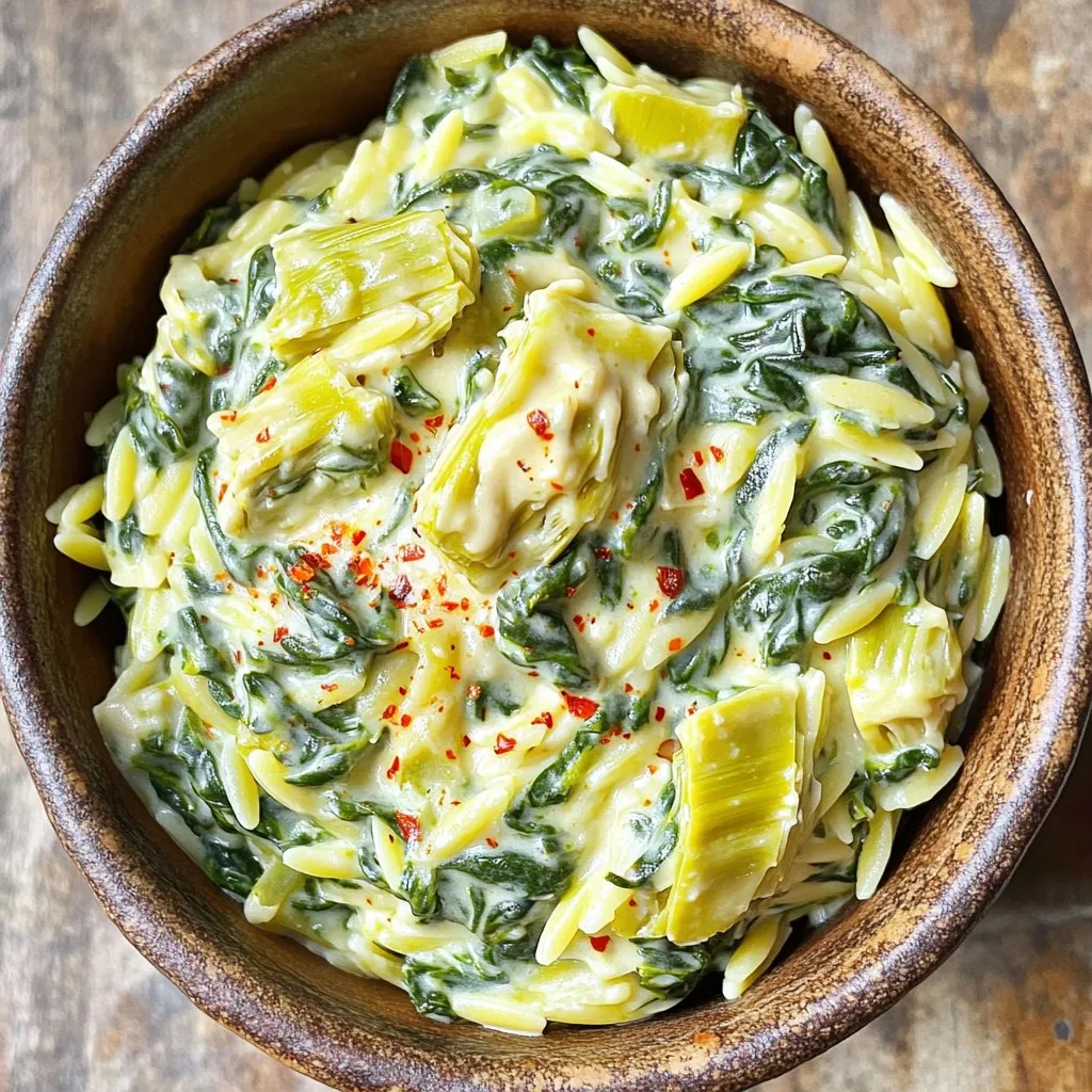 Creamy Spinach Artichoke Orzo Flavorful Dinner Delight
