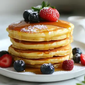 - 1 cup all-purpose flour - 2 tablespoons sugar - 2 teaspoons baking powder - 1/2 teaspoon baking soda - 1/4 teaspoon salt - 1 cup buttermilk (or 1 cup milk with 1 tablespoon vinegar added) - 1 large egg - 2 tablespoons melted butter (plus more for cooking) - 1 teaspoon vanilla extract To make fluffy pancakes, start with all-purpose flour. It gives the best texture. Baking powder and baking soda help the pancakes rise. They create air pockets, which makes them light. You can use buttermilk for a rich taste. If you don&rsquo;t have buttermilk, mix milk and vinegar. This helps mimic buttermilk&rsquo;s tangy flavor. Don't forget the sugar for a slight sweetness. - Fresh berries - Maple syrup - Whipped cream For toppings, fresh berries add color and taste. You can use strawberries, blueberries, or raspberries. Maple syrup is a classic choice that adds sweetness. If you want to be extra fancy, add whipped cream on top. Stack your pancakes high for a beautiful presentation. Dust them with powdered sugar for a final touch. Enjoy your light and tasty breakfast! {{ingredient_image_1}} Sifting flour and the leavening agents is key. Start with 1 cup of all-purpose flour. Add 2 tablespoons of sugar, 2 teaspoons of baking powder, 1/2 teaspoon of baking soda, and 1/4 teaspoon of salt. Use a fine mesh sieve to sift these together. This removes lumps and mixes everything well. Proper measurement matters. It ensures your pancakes rise and stay fluffy. Use measuring cups for accuracy. In a separate bowl, combine 1 cup of buttermilk, 1 large egg, 2 tablespoons of melted butter, and 1 teaspoon of vanilla extract. Whisk them until they blend well. Buttermilk gives the pancakes a rich taste. If you don't have buttermilk, mix 1 cup of milk with 1 tablespoon of vinegar. This gives a similar effect. Achieving the right texture is vital. Your batter should be smooth but not overmixed. Some lumps are okay! Let the batter rest for about 10 minutes. This resting period allows the baking powder to activate, making the pancakes fluffier. Heat a non-stick skillet over medium heat. Add a small amount of butter and swirl it around. Pour about 1/4 cup of batter for each pancake. Cook until bubbles form on the surface, around 2-3 minutes. The edges will look set. Carefully flip the pancakes and cook for another 1-2 minutes until golden brown. Keep them warm while you cook the rest. Enjoy your fluffy pancakes warm with maple syrup and fresh berries! - Pancakes are too dense: This often happens when you overmix the batter. Mix just until you see no dry flour. Some lumps are okay! Another cause is too much flour. Use a light hand when measuring. - Uneven cooking: If your pancakes cook unevenly, check your heat. Medium heat works best. Too hot can burn the outside and leave the inside raw. You can also try using a non-stick skillet. It helps distribute heat better. - Tips for flipping: Wait for bubbles to form on top. This means the pancake is ready to flip. Use a thin spatula to slide under the pancake. Flip quickly to keep it intact. - Importance of not overmixing: Overmixing makes the pancakes tough. Mix gently until just combined. This keeps your pancakes light and fluffy. - Resting the batter: Letting the batter rest for about 10 minutes is key. This activates the baking powder and gives you a better rise. It also helps the gluten relax. - Adjusting heat settings: If your pancakes are browning too fast, lower the heat. Each stove is different, so find the right setting for yours. A consistent medium heat works best for even cooking. Pro Tips Let the Batter Rest: Allowing the batter to rest for 10 minutes helps create a lighter and fluffier texture in the pancakes. Temperature Matters: Ensure your skillet is at the right temperature before cooking. If the skillet is too hot, pancakes will burn on the outside while remaining raw inside. Don't Overmix: Gently fold the wet and dry ingredients together. Overmixing can lead to tough pancakes, so it's okay if some lumps remain in the batter. Keep Pancakes Warm: As you cook each pancake, keep them warm in a low oven (about 200&deg;F or 93&deg;C) to ensure they are all served hot and fluffy. {{image_2}} For a richer taste, use buttermilk. It gives pancakes a nice tang. If you want a non-dairy option, replace buttermilk with almond milk. Add one tablespoon of vinegar to make it sour. This mimics buttermilk's taste well. You can make gluten-free pancakes easily. Use almond flour or oat flour instead of regular flour. Both flours create a light texture. Make sure to check for gluten-free labels. When baking, add a bit more baking powder. This helps them rise and stay fluffy. Want to spice up your pancakes? Try adding chocolate chips for a sweet twist. They melt and create a gooey center. You can also add seasonal fruits like blueberries or bananas. Sprinkle in some cinnamon for warmth. Each bite will burst with flavor! To keep your fluffy pancakes fresh, use these tips: - Refrigeration tips: Place cooled pancakes in an airtight container. They will stay good for about 2-3 days. You can also layer parchment paper between pancakes to prevent sticking. This way, you can grab one easily later. - Freezing pancakes for later use: For longer storage, freeze pancakes. First, cool them completely. Then, stack them with parchment paper in between and wrap in plastic wrap or foil. Place them in a freezer-safe bag. They can last for up to 2 months. To enjoy your leftover pancakes, reheating is key: - Best methods for reheating to maintain fluffiness: The microwave is fast. Place a pancake on a plate and cover it with a damp paper towel. Heat for 20-30 seconds. - For a crispier texture, use a skillet. Heat on medium-low and warm each pancake for about 1-2 minutes on each side. This will help keep the pancakes fluffy and tasty. Enjoy your pancakes just like you made them fresh! Baking powder and baking soda are key to fluffy pancakes. They are leavening agents. When you mix them into the batter, they create bubbles. These bubbles expand when heated, making the pancakes rise. This gives them that light and airy texture everyone loves. Remember, letting the batter rest allows these agents to work better. It&rsquo;s a simple step but very important for fluffiness! Yes, you can make pancakes ahead of time! To store them, let them cool completely. Then, stack them with parchment paper between each pancake. Place the stack in an airtight container or a zip-top bag. You can store them in the fridge for about three days. For longer storage, freeze them for up to three months. When you&rsquo;re ready to eat, just reheat them in the toaster or microwave. To avoid sticking, use a non-stick skillet or griddle. Preheat the skillet before adding batter. Once it&rsquo;s hot, add a small amount of butter. Swirl it around to coat the surface. This gives a nice, non-stick layer. Also, don&rsquo;t flip the pancakes too soon. Wait for bubbles to form on the surface. This ensures a good cook and easy flipping! Now you have all the tools to make fluffy pancakes at home. You learned about the right ingredients, cooking tips, and how to store leftovers. Remember, choosing the right flour and not overmixing are key for fluffiness. Enjoy experimenting with flavors and toppings to find your favorites. Whether you prefer classic or gluten-free, anyone can make delicious pancakes. With practice, you&rsquo;ll master this dish and impress your family and friends. Happy cooking!