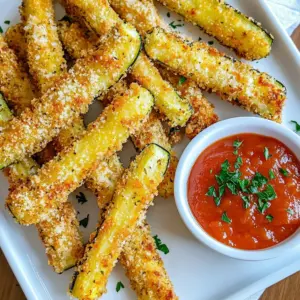 - 2 medium zucchini - 1/2 cup grated Parmesan cheese - 1/2 cup breadcrumbs - 1 large egg - 1 teaspoon garlic powder - 1 teaspoon onion powder - 1/2 teaspoon dried oregano - 1/2 teaspoon salt - 1/4 teaspoon pepper - Cooking spray - Optional: marinara sauce or garlic aioli for dipping For these Air Fryer Parmesan Zucchini Fries, I use fresh, medium zucchini. Zucchini brings a nice texture and flavor. I cut them into fry shapes, making them easy to dip. Next, I mix the dry ingredients. Grated Parmesan cheese and breadcrumbs create a tasty coating. I like to use panko breadcrumbs for an extra crunch. The garlic powder and onion powder add depth to the flavor. Oregano, salt, and pepper round out the taste. The egg acts as a binder. It helps the coating stick to the zucchini. I beat the egg in a separate bowl. This makes it easy to dip each fry. Finally, I use cooking spray for that extra crunch. It helps the fries crisp up nicely in the air fryer. For dipping, I love marinara sauce or garlic aioli. They add an extra touch of flavor to this dish. {{ingredient_image_1}} - Preheat air fryer to 400&deg;F (200&deg;C). This step ensures the zucchini fries cook evenly. - In a shallow bowl, combine the coating ingredients. Mix together the grated Parmesan cheese, breadcrumbs, garlic powder, onion powder, oregano, salt, and pepper. This blend adds flavor and crunch. - Beat the egg in a separate bowl. This will help the coating stick. - Dip each zucchini fry into the beaten egg. Let the excess egg drip off. - Roll the zucchini fry in the Parmesan-breadcrumb mixture. Make sure it is evenly coated for the best taste. - Arrange the zucchini fries in the air fryer basket in a single layer. Avoid overlapping to get them crispy all around. - Lightly spray the fries with cooking spray. This helps them achieve a golden brown finish. - Cook for 10-12 minutes. Flip them halfway through to ensure they cook evenly and get that perfect crunch. To get your zucchini fries nice and crispy, avoid crowding the air fryer basket. If the fries overlap, they will steam instead of crisp. Aim for a single layer for the best results. Also, I love using cooking spray for that extra crunch. A light mist helps the coating get golden brown and crispy. If you want a vegan option, you can use a flax egg. Mix one tablespoon of ground flaxseed with three tablespoons of water. Let it sit for a few minutes until it thickens. You can also use unsweetened applesauce or mashed banana as binders. Just remember that these substitutes can change the taste a bit, so choose wisely. For a perfect dip, serve these fries with marinara sauce or garlic aioli. Both add great flavor! When plating, arrange the zucchini fries on a nice platter. Sprinkle some extra Parmesan cheese on top for a tasty finish. You can even add fresh parsley for a burst of color. This makes your dish look even more inviting! Pro Tips Choose Firm Zucchini: Select firm, vibrant zucchini for the best texture and flavor. Avoid any that feel soft or have blemishes. Mix and Match Coatings: Experiment with different herbs and spices in the coating mix to customize the flavor to your liking. Don&rsquo;t Overcrowd the Basket: Ensure the zucchini fries are in a single layer in the air fryer. This allows for even cooking and crispiness. Serve Immediately: For the best taste and texture, serve the fries right after cooking while they are still hot and crispy. {{image_2}} You can add unique flavors to your zucchini fries. Try these options: - Spices: Add paprika for a smoky taste or cayenne for heat. - Herbs: Use fresh basil or Italian seasoning for a fresh twist. These flavor boosts make the fries even more exciting. You can mix and match to find your favorite combination. Feel free to switch out some ingredients to suit your taste: - Cheese: Instead of Parmesan, try cheddar or mozzarella for a creamy melt. - Breadcrumbs: Use gluten-free breadcrumbs if you need a gluten-free option. These swaps can change the flavor and texture of your fries. You get to experiment with what you like best. Zucchini isn&rsquo;t the only veggie you can use. Here are some fun alternatives: - Sweet Potatoes: Cut them into fries. They will take about 15 minutes to cook. - Eggplant: Slice it into fries. Adjust cooking time to around 10 minutes. Using different veggies can add variety to your meals. Each option brings its own flavor and texture. To store leftover zucchini fries, let them cool first. Place them in an airtight container. This keeps them fresh and avoids moisture. You can keep them in the fridge for up to three days. To best preserve their texture, avoid stacking them too high. The air fryer is the best way to reheat your zucchini fries. Set it to 350&deg;F (175&deg;C) and heat for about 5 minutes. This method helps regain their crunch. If you don&rsquo;t have an air fryer, you can use an oven. Preheat the oven to 375&deg;F (190&deg;C) and spread the fries on a baking sheet. Heat for about 10 minutes. A microwave is an option too, but it may make them soggy. If you use a microwave, heat in short bursts and enjoy them right away. You can freeze cooked zucchini fries. Allow them to cool completely before freezing. Arrange them in a single layer on a baking sheet and freeze for about an hour. Once frozen, transfer them to a freezer bag. They can last up to three months. If you want to freeze them before cooking, do the same process. Just be sure to coat them well, then freeze. When you're ready to cook, no need to thaw. Just cook them straight from the freezer in the air fryer. Enjoy crispy fries anytime! To cook zucchini fries in the air fryer, set it to 400&deg;F (200&deg;C). Cook for about 10-12 minutes. Flip the fries halfway through. Cooking times may vary by model, so check for crispiness. If they are not golden yet, add a few more minutes. Yes, you can make zucchini fries in the oven! Preheat it to 425&deg;F (220&deg;C). Use the same coating. Place the fries on a baking sheet lined with parchment paper. Bake for 20-25 minutes, turning them halfway. Keep an eye on them to avoid burning. Zucchini fries pair well with many dishes. Serve them with marinara sauce or garlic aioli for dipping. They also complement burgers, sandwiches, or salads. Add a sprinkle of fresh parsley for color. You can even serve them as a snack during movie night! Zucchini fries are a fun and healthy snack. You start with fresh zucchini and coat it with simple ingredients. Air frying gives them a crispy crunch. Don't forget the dips for added flavor! You can grow this recipe with spices or other veggies. Proper storage and reheating keep leftovers tasty. Use these tips to create delicious zucchini fries that everyone will love. Enjoy your cooking adventure with this easy recipe!