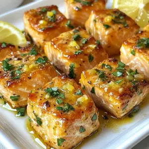 - 1 lb salmon fillet - 2 tablespoons olive oil - 1 tablespoon fresh lemon juice - 1 teaspoon lemon zest - 2 cloves garlic, minced - 1 teaspoon dried oregano - 1 teaspoon dried thyme - Salt and black pepper to taste To make Lemon Herb Air Fryer Salmon Bites, start with fresh salmon. Choose a 1 lb fillet, skin removed and cut into cubes. This size makes it easy to cook and enjoy. The salmon will soak in a tasty mix of olive oil, lemon juice, and zest. These ingredients are key in giving the bites their bright flavor. Next, add minced garlic, oregano, thyme, salt, and pepper. Each herb adds depth to the dish. Oregano and thyme bring warmth, while lemon adds a fresh touch. Mix all these items in a bowl. This blend is your marinade, and it helps keep the salmon moist and flavorful. - Fresh parsley - Lemon wedges For extra flair, use garnishes. Fresh parsley adds color and a nice taste. Lemon wedges are perfect for squeezing over the salmon before eating. This adds a burst of flavor that enhances each bite. You can serve this dish on a platter to impress your guests or family. {{ingredient_image_1}} To start, gather your ingredients. In a medium bowl, combine: - 2 tablespoons olive oil - 1 tablespoon fresh lemon juice - 1 teaspoon lemon zest - 2 cloves garlic, minced - 1 teaspoon dried oregano - 1 teaspoon dried thyme - Salt and black pepper to taste Whisk these ingredients until blended well. This marinade is the heart of your dish. The bright flavors of lemon and fresh herbs will make the salmon shine. Next, toss the salmon cubes into the marinade. Ensure each piece is fully coated. This step is key for rich flavor. Let the salmon marinate for about 15-20 minutes. This short time allows the flavors to soak in without overpowering the fish. Now, it's time for the air fryer. Preheat it to 400°F (200°C). This helps achieve a nice, crispy exterior. Once the salmon has marinated, place the pieces in a single layer in the air fryer basket. Avoid overcrowding; this ensures even cooking. Cook the salmon bites for about 8-10 minutes. They should be golden and cooked through. Remember to shake the basket halfway through to get that perfect crispness. Carefully remove the salmon bites from the air fryer and enjoy them warm! To get the best texture, avoid overcrowding the basket. If you pack the salmon too tight, it won't cook evenly. Give each piece room to breathe. A single layer works best for crispy bites. To know when it's done, look for a golden color. The salmon should flake easily with a fork. It should also feel firm but not dry. Keep an eye on it while cooking to avoid overcooking. You can boost the flavor with more herbs. Try adding dill or basil for a fresh twist. These herbs pair well with lemon and salmon. If you like heat, add a pinch of red pepper flakes. It gives your bites a nice kick. You can also mix in some smoked paprika for a deeper flavor. One common mistake is overcooking the salmon. Keep checking it as it cooks. If it feels too firm, it may be overdone. For easier cleanup, line the air fryer basket with parchment paper. This step makes cleaning much simpler. After cooking, just toss the paper and wipe the basket clean. Pro Tips Marinating Time: Allow the salmon to marinate for at least 15-20 minutes to fully absorb the flavors of the herbs and lemon. Air Fryer Preheating: Always preheat your air fryer for better cooking results; it helps achieve that perfect golden crust. Don’t Overcrowd: Make sure to place the salmon bites in a single layer without overcrowding the basket for even cooking. Garnish for Presentation: Fresh parsley not only adds color but also enhances the flavor when sprinkled just before serving. {{image_2}} You can change the flavor of your lemon herb air fryer salmon bites. Try an Asian-inspired marinade for a twist. Use soy sauce, ginger, and sesame oil. This will give the salmon a sweet and savory kick. Add some green onions for a fresh touch. For a Mediterranean twist, use olive oil, lemon, and fresh dill. This brings a bright, herby flavor that pairs well with the fish. If you want to switch things up, you can use other proteins. Try using fresh tuna or cod instead of salmon. They cook well and soak up flavors nicely. For a vegetarian option, use tofu. Press the tofu to remove water, then cube it. Marinate it just like the salmon. Air fry it until it's golden and crispy. Pair your salmon bites with great sides for a full meal. Fresh greens or a light salad work well. You can also serve them with roasted vegetables for a hearty touch. Want some sauce? Try a yogurt-based dip or a spicy mayo. These add extra flavor and make the meal more fun. To store leftovers, first cool the salmon bites to room temperature. Then, place them in an airtight container. This keeps them fresh and prevents strong odors from other foods. Store the container in the fridge. Enjoy your salmon bites within three days for the best taste. For freezing salmon bites, let them cool completely. Place them in a single layer on a baking sheet. Freeze for about an hour until solid. Then, transfer them to a freezer-safe bag or container. Make sure to remove as much air as possible. To reheat frozen salmon bites, thaw them overnight in the fridge. Then, quickly air fry them at 375°F (190°C) for about 5 minutes. In the fridge, salmon bites last for about 3 days. If you freeze them, they can stay good for up to 3 months. After that, they may lose some quality but are still safe to eat. Always check for any off smells or discoloration before consuming. You should marinate the salmon for about 15-20 minutes. This time helps the fish soak up all those tasty flavors. If you let it sit longer, the fish can become too strong in taste. So, stick to the 15-20 minutes for the best result. Yes, you can use frozen salmon. First, you need to thaw it. The best way to do this is to leave it in the fridge overnight. If you are short on time, you can also place it in a sealed bag and run cold water over it for about an hour. Just make sure it is fully thawed before marinating. If you do not have olive oil, you can use other oils. Canola oil or avocado oil works well. Butter is another option, but it may change the flavor slightly. Choose the oil you like best to keep the dish delicious. In this post, we explored a simple salmon recipe, from main ingredients to optional garnishes. We discussed how to prepare a flavorful marinade, marinate the salmon, and use an air fryer for perfect bites. You learned helpful tips, variations for different tastes, and how to store leftovers properly. Remember, cooking should be fun and easy. Don’t hesitate to experiment with flavors and try new sides! Happy cooking!