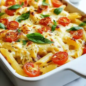 - 300g pasta (penne or rigatoni) - 200g feta cheese, cubed - 400g cherry tomatoes, halved - 1 red onion, diced - 3 cloves garlic, minced - 3 tablespoons olive oil - 1 teaspoon dried oregano - &frac12; teaspoon red pepper flakes (optional) - Salt and pepper to taste - &frac12; cup fresh basil leaves, torn - 100g shredded mozzarella cheese Gather these ingredients before you start. This makes cooking smooth and fun. You can change some items based on what you like. If you want, use different pasta shapes or cheeses. The key is using fresh ingredients for the best taste. - Baking dish - Large mixing bowl - Pot for boiling pasta - Measuring cups and spoons You need a few tools to make this dish. A baking dish helps cook everything together. A mixing bowl lets you combine the ingredients well. The pot is for boiling your pasta. Measuring cups and spoons ensure you get the amounts right. This helps keep the flavors balanced and tasty. {{ingredient_image_1}} - Preheat the oven to 200&deg;C (400&deg;F). - Cook pasta until al dente and drain. First, I set my oven to 200&deg;C (400&deg;F). This step warms it up for baking. Next, I boil the pasta in salted water. I cook it just enough so it's firm. Once ready, I drain the pasta and set it aside. - Combine cherry tomatoes, red onion, garlic, olive oil, oregano, red pepper flakes, salt, and pepper. - Mix to ensure tomatoes are coated. In a large bowl, I add halved cherry tomatoes, diced red onion, and minced garlic. Then, I drizzle in olive oil and sprinkle oregano, red pepper flakes, salt, and pepper. I mix it all together. This ensures every tomato gets coated in flavor. - Layer half of the pasta mixture in a baking dish with feta cheese. - Top with remaining pasta mixture, feta, and mozzarella. I take a baking dish and add half of the pasta mix. Then, I scatter half of the cubed feta cheese on top. Next, I add the rest of the pasta mixture and place the remaining feta cheese on top. Finally, I sprinkle shredded mozzarella over everything. - Bake for 25-30 minutes until golden and bubbly. - Garnish with torn basil after baking. I place the dish in the oven for 25 to 30 minutes. I watch for it to turn golden and bubbly. Once it&rsquo;s done, I pull it out and sprinkle fresh torn basil over the top. This adds a nice pop of color and flavor. - Use high-quality feta cheese for the best flavor. - Ensure pasta is cooked al dente to avoid mushiness. To make your bake shine, start with the right feta. A creamy, tangy feta adds a rich taste that blends perfectly with the tomatoes. You&rsquo;ll notice the difference! Cooking pasta al dente means it has a slight firmness. This helps it hold up during baking. If you overcook it, your dish may turn mushy. So, keep an eye on your timer! - Serve hot in individual bowls. - Drizzle with extra olive oil for enhanced flavor. Serving this dish hot from the oven makes it inviting. Use individual bowls for a nice touch. Guests will love it! A drizzle of extra olive oil adds richness and flavor, making each bite even better. - Complement with a side salad or crusty bread. - Suggest wine pairings that go well with feta and tomatoes. Pair your pasta bake with a fresh side salad. It brings a nice crunch that contrasts the creamy bake. Crusty bread is another great choice for scooping up every last bit. For drinks, consider a crisp white wine. A Sauvignon Blanc or Pinot Grigio goes well with feta and tomatoes. They balance the flavors and make your meal special. Pro Tips Use Fresh Ingredients: For the best flavor, opt for fresh cherry tomatoes and basil. They will enhance the overall taste of your pasta bake. Customize the Cheese: Feel free to mix different cheeses like goat cheese or cheddar with feta for a unique twist on the flavor profile. Make it Ahead: You can prepare the pasta bake in advance and refrigerate it. Just add an extra 10 minutes to the baking time when cooking from cold. Add Protein: For a heartier meal, consider adding cooked chicken, shrimp, or chickpeas to the pasta mixture before baking. {{image_2}} You can switch up the pasta you use in this bake. Try farfalle or fusilli for fun shapes. They hold the sauce well. If you need gluten-free options, use gluten-free penne or brown rice pasta. These options cook well and taste great. Want to add more flavor or nutrition? Toss in some spinach or kale. You can also add cooked chicken or sausage for protein. If you want to change the cheese, try goat cheese or ricotta. They give a creamy touch. To make a vegan version, replace feta with a plant-based cheese. Use cashew cream or tofu for creaminess. Swap regular pasta with whole wheat or legume-based pasta. For added flavor, use nutritional yeast in place of cheese. To store your feta tomato pasta bake, let it cool first. Place the cooled dish in a container. Use an airtight container to keep it fresh. You can also use plastic wrap to cover the dish tightly. This helps prevent drying out. The best way to reheat this dish is in the oven. Preheat the oven to 180&deg;C (350&deg;F). Place the pasta bake in a baking dish. Cover it with aluminum foil to keep it moist. Heat for about 15-20 minutes. You can also use a microwave if you are short on time. Just be careful not to overheat it. This can make the pasta tough. To freeze the pasta bake, make sure it is completely cool. Cut it into portions for easier thawing. Wrap each portion tightly in plastic wrap, then place them in a freezer bag. It can stay good in the freezer for up to three months. When you are ready to eat, thaw it in the fridge overnight before reheating. If you can't find feta, try these options: - Goat cheese: It has a similar tangy flavor. - Ricotta: A softer choice that adds creaminess. - Cotija: This cheese offers a crumbly texture. - Cream cheese: It melts well and adds richness. - Vegan feta: Look for plant-based options if you prefer dairy-free. These alternatives can change the taste a bit, but they will still work well in this pasta bake. Yes, you can prepare this dish ahead of time. Follow these steps: 1. Cook the pasta and mix the ingredients as usual. 2. Layer the pasta and cheese in the baking dish. 3. Cover with plastic wrap or foil and store in the fridge for up to 24 hours. 4. When ready to bake, remove the cover and bake as directed. This makes meal prep easy and saves time on busy days. Watch for these signs: - The cheese should be golden brown on top. - You&rsquo;ll see bubbles around the edges of the dish. - A toothpick or fork should easily pierce through the pasta. These clues tell you the bake is ready to enjoy! Yes, you can easily change the spice level. Here are some tips: - If you like it mild, skip the red pepper flakes. - For more heat, add extra red pepper flakes. - You can also sprinkle in cayenne pepper or hot sauce. - Fresh jalape&ntilde;os or crushed red pepper can add a kick too. Adjust to your taste for a perfect meal! This blog post shows you how to make a tasty pasta bake with feta and tomatoes. You learned about the key ingredients, step-by-step instructions, and helpful tips to make it great. I wrapped up with ways to store and reheat your leftovers. This dish is easy, fun, and can fit your needs! Whether you want it vegan or with different pasta, the options are endless. Enjoy your cooking and share this recipe with friends!